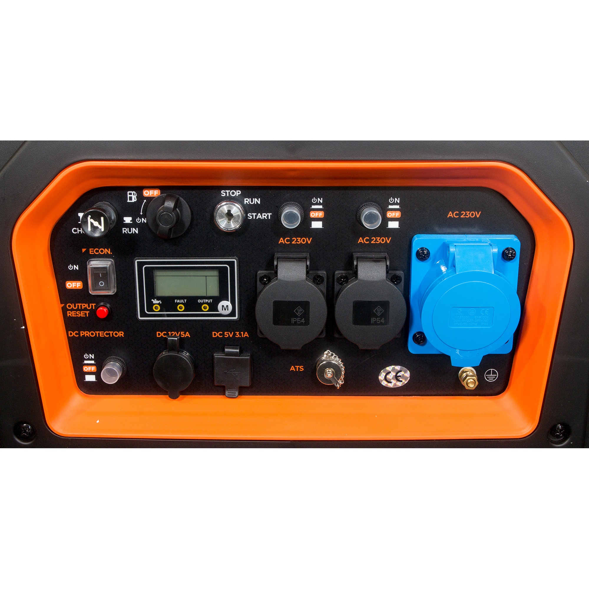 Generador Eléctrico Inverter Motor Gasolina 4T Monofásico 6,0 kW BD-BXGNI6500E Naranja / Negro-3