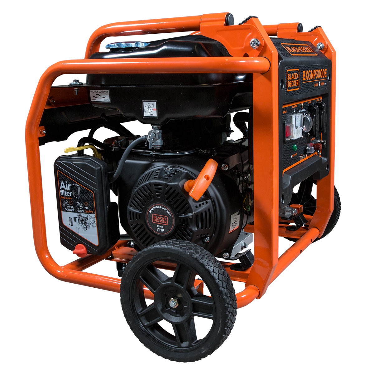 Generador Eléctrico Motor Gasolina 4T Monofásico 2,6 kW BD-BXGNP3000E Naranja / Negro-2