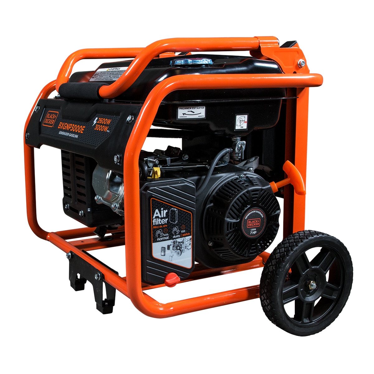 Generador Eléctrico Motor Gasolina 4T Monofásico 2,6 kW BD-BXGNP3000E Naranja / Negro-4