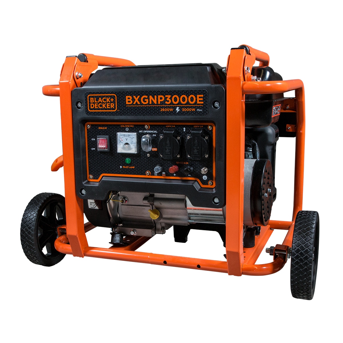 Generador Eléctrico Motor Gasolina 4T Monofásico 2,6 kW BD-BXGNP3000E Naranja / Negro-7