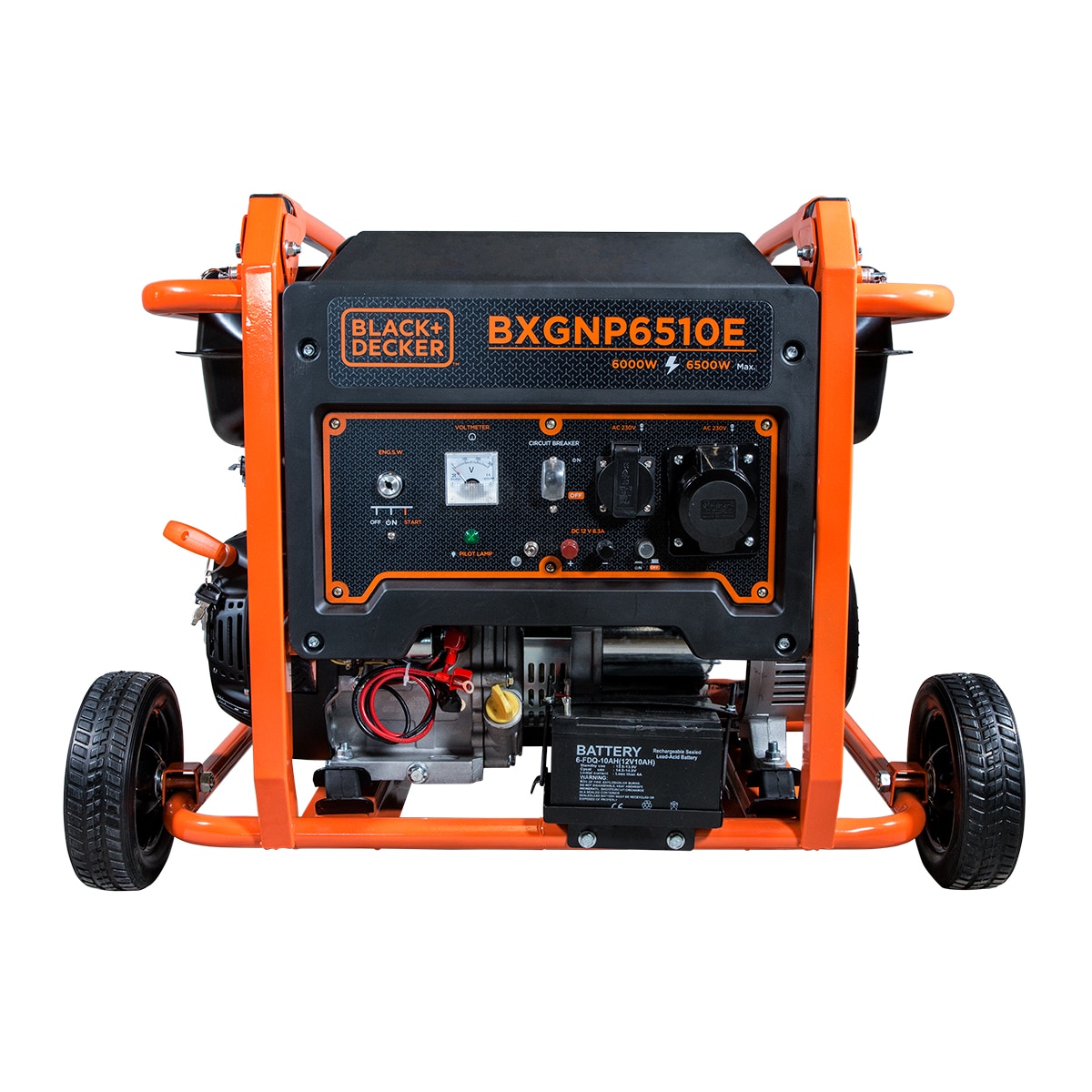 Generador Eléctrico Motor Gasolina 4T Monofásico 6,0 kW BD-BXGNP6510E Naranja / Negro-2