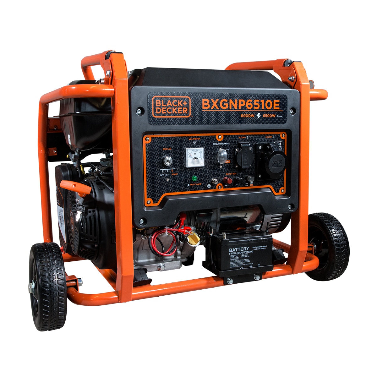 Generador Eléctrico Motor Gasolina 4T Monofásico 6,0 kW BD-BXGNP6510E Naranja / Negro-3