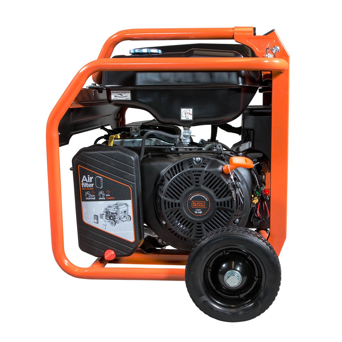 Generador Eléctrico Motor Gasolina 4T Monofásico 6,0 kW BD-BXGNP6510E Naranja / Negro-4