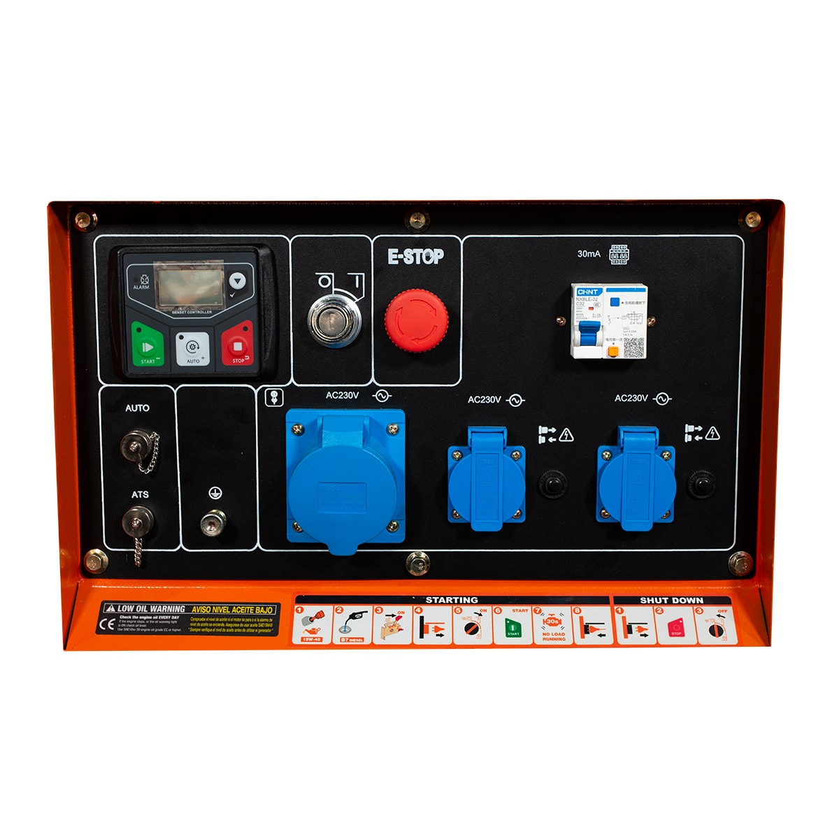 Generador Eléctrico Motor Diesel Monofásico 6,0 kW BD-BXGND6300E Naranja / Negro-9