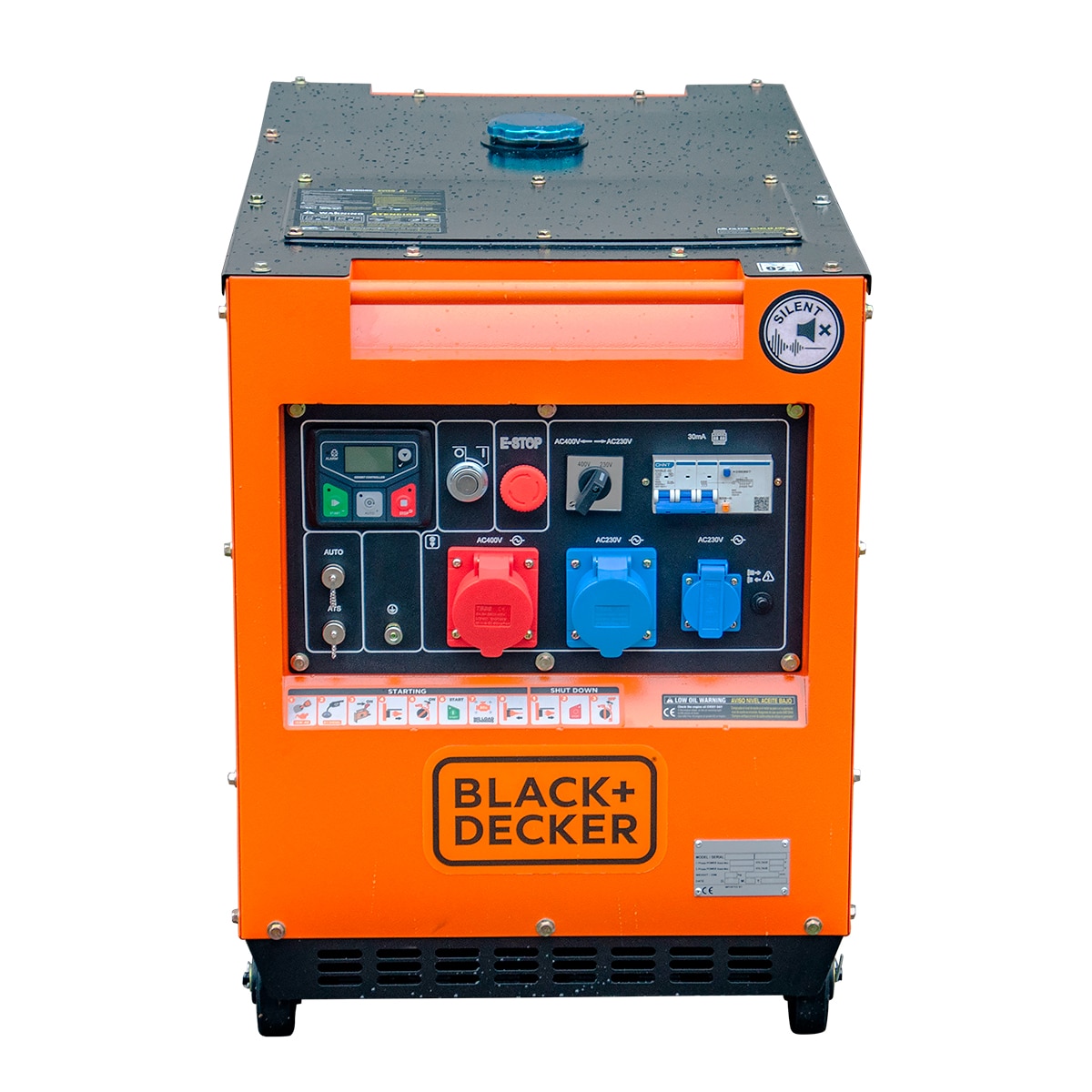 Generador Eléctrico Motor Diesel Mono/Trifásico 5,5/7,5 kW BD-BXGND7900E Naranja / Negro-2