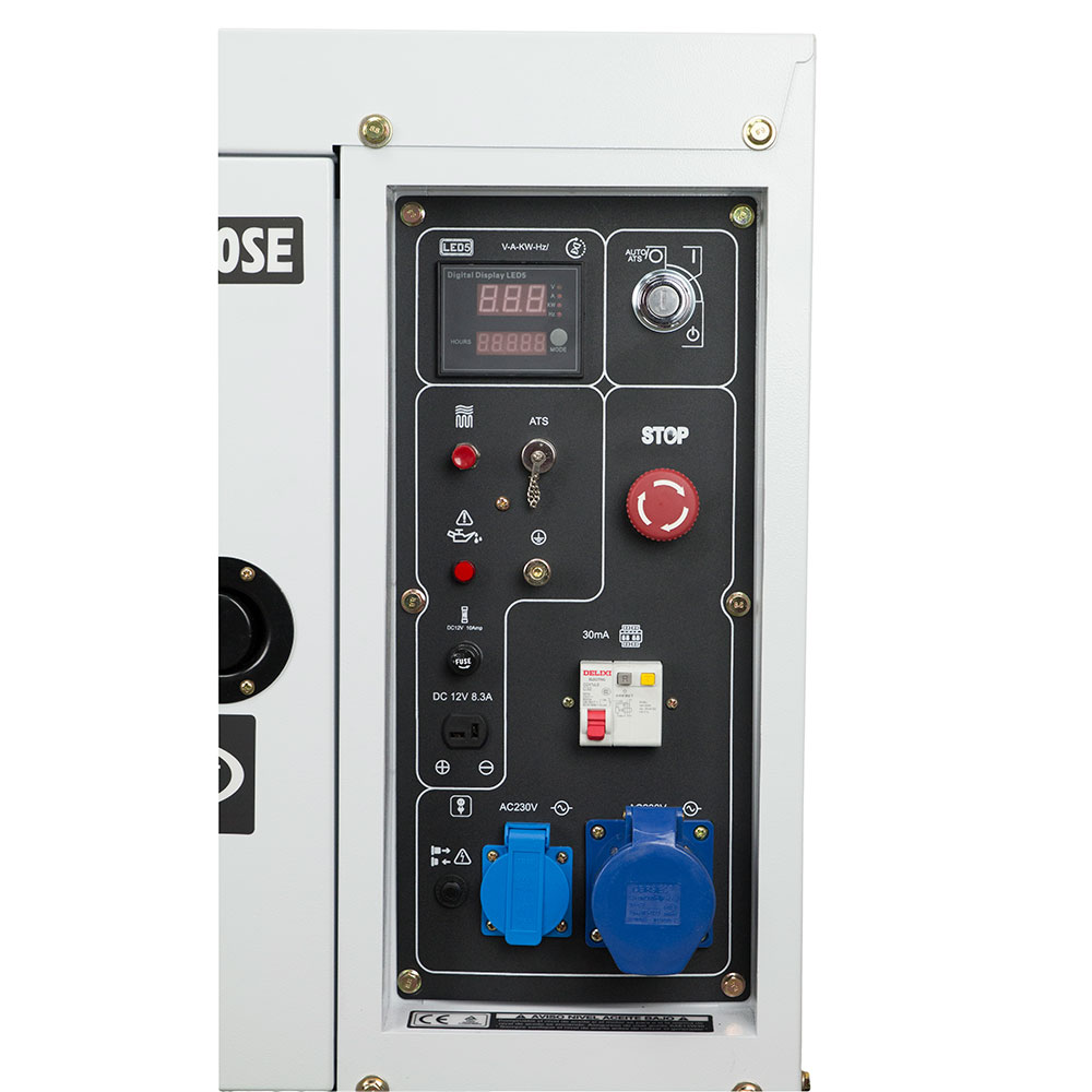 Generador Monofásico Insonorizado Diésel 4T 6 kW DHY8600SE Blanco-4