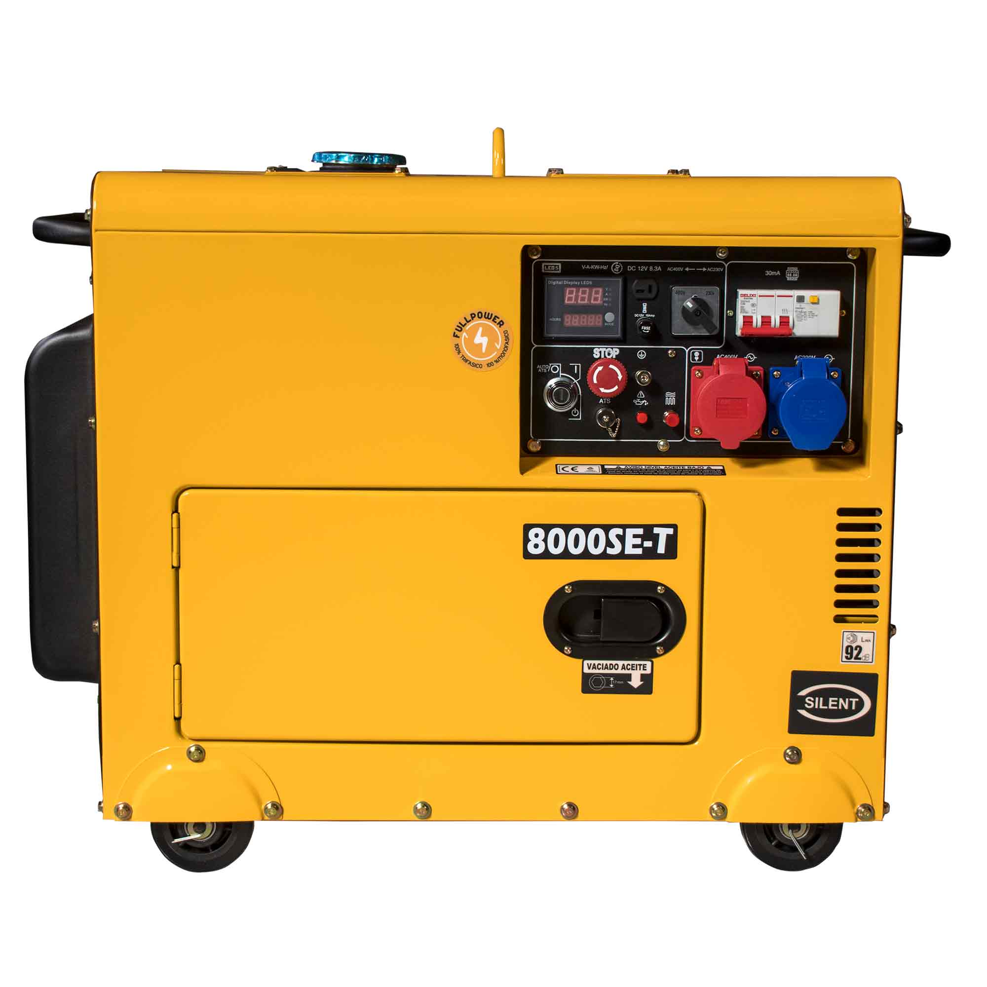 Generador Eléctrico Monofásico y Trifásico Insonorizado Motor Diésel 4T 5,5 kW K-8000SE-T Amarillo / Negro-2
