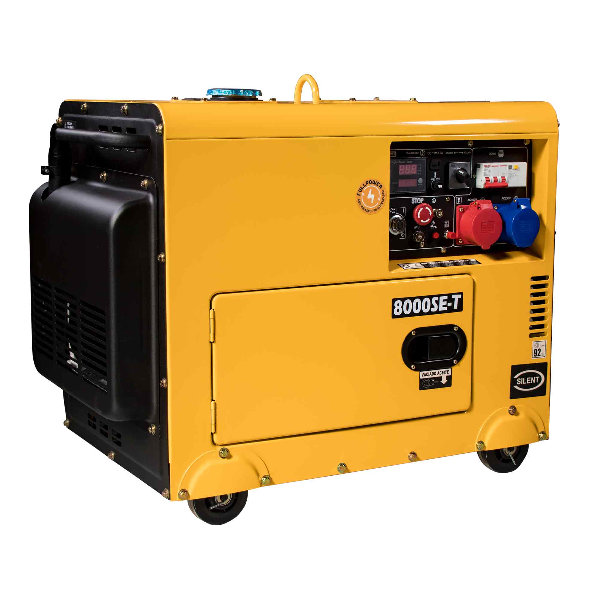 Generador Eléctrico Monofásico y Trifásico Insonorizado Motor Diésel 4T 5,5 kW K-8000SE-T Amarillo / Negro-5
