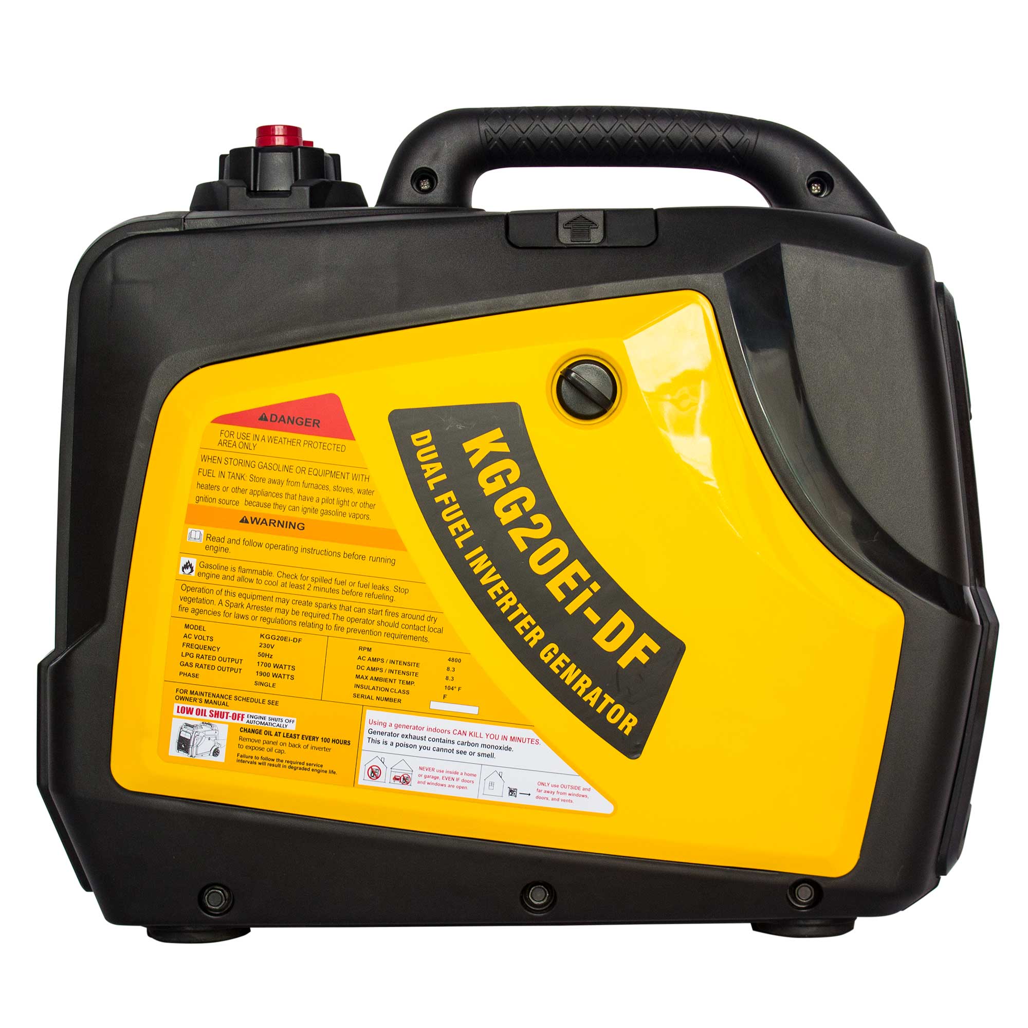 Generador Inverter Dual Gas GLP / Gasolina 1,7 / 1,9 kW 4T KGG20Ei-DF Amarillo / Negro-3