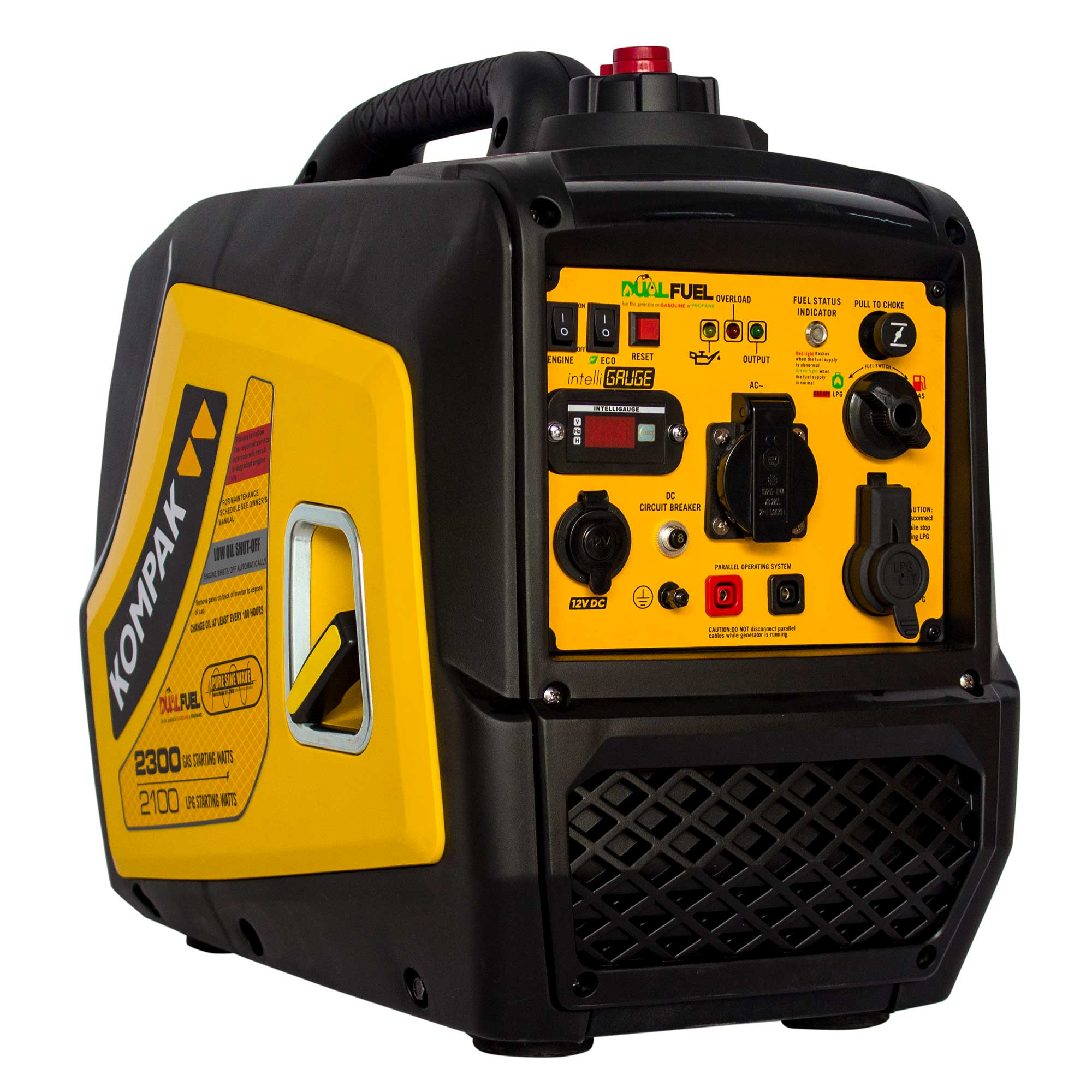 Generador Inverter Dual Gas GLP / Gasolina 1,7 / 1,9 kW 4T KGG20Ei-DF Amarillo / Negro-5
