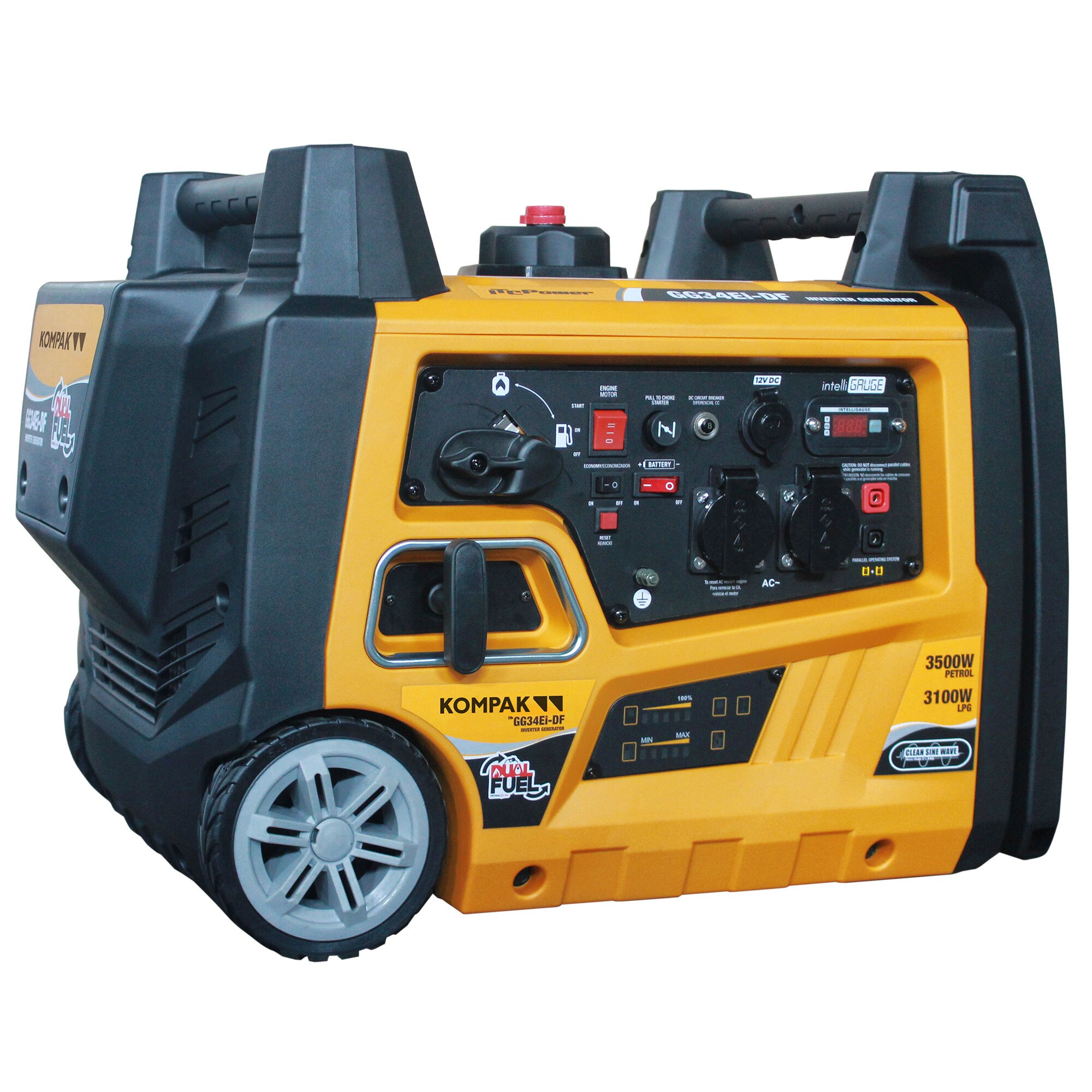 Generador Inverter Dual Gas GLP / Gasolina 2,9 / 3,1 kW 4T KGG34Ei-DF Amarillo / Negro-4