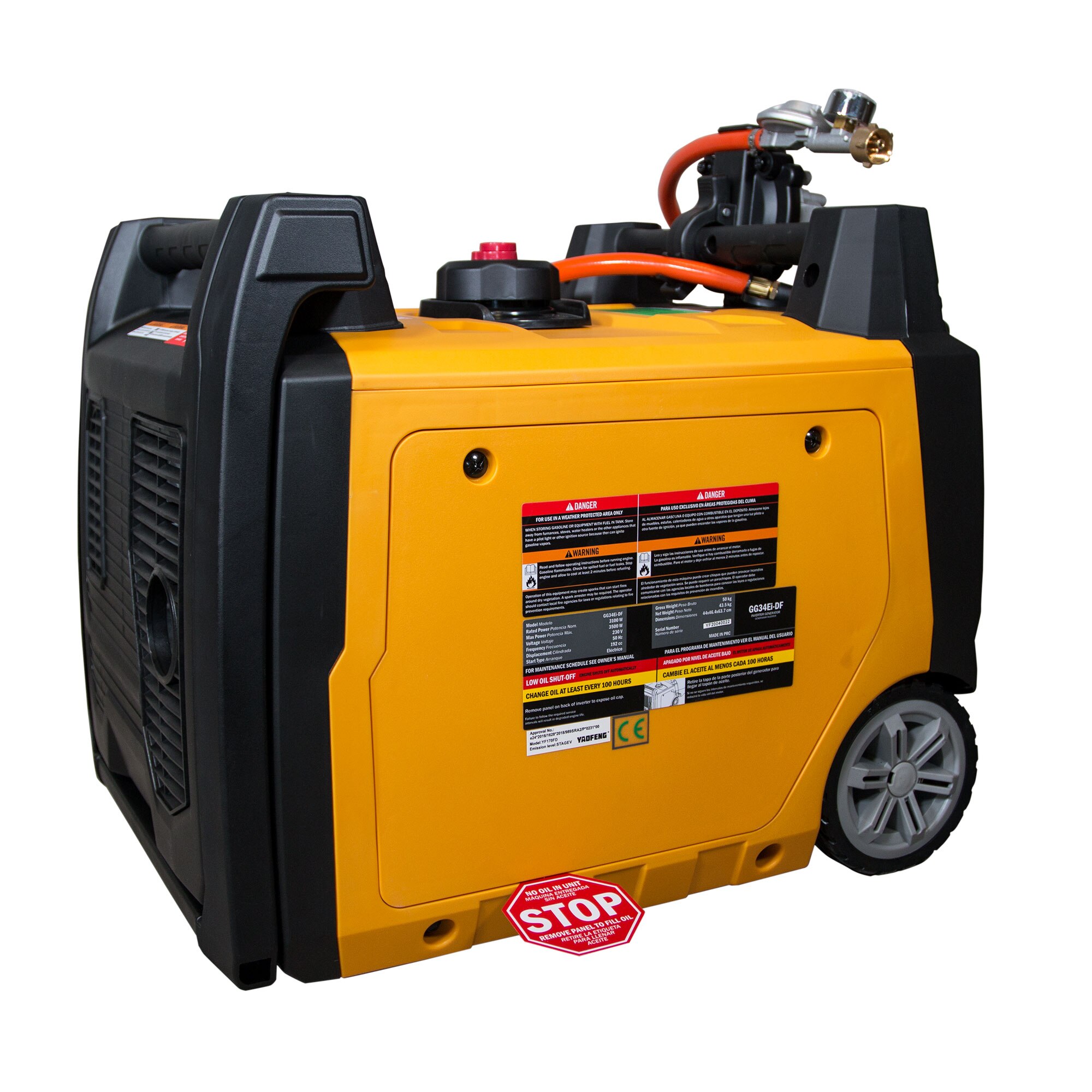 Generador Inverter Dual Gas GLP / Gasolina 2,9 / 3,1 kW 4T KGG34Ei-DF Amarillo / Negro-5