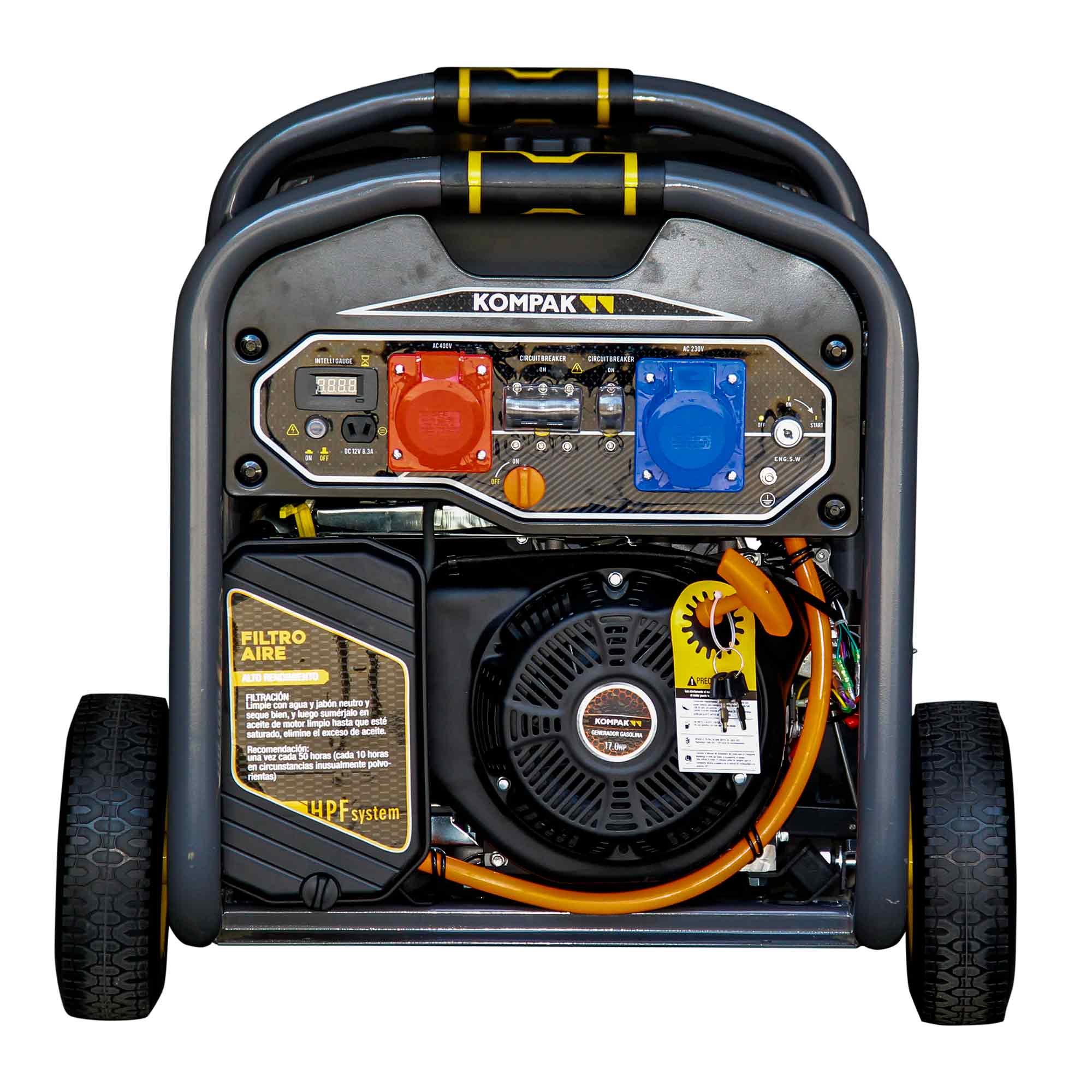 Generador Monofásico/Trifásico Gasolina 4T 9,4 kVA / 6,75 kW K10000ETE-T Negro-2