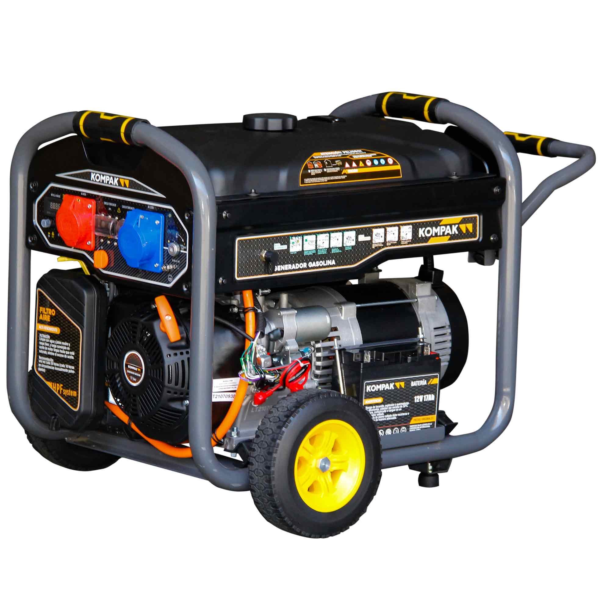 Generador Monofásico/Trifásico Gasolina 4T 9,4 kVA / 6,75 kW K10000ETE-T Negro-3