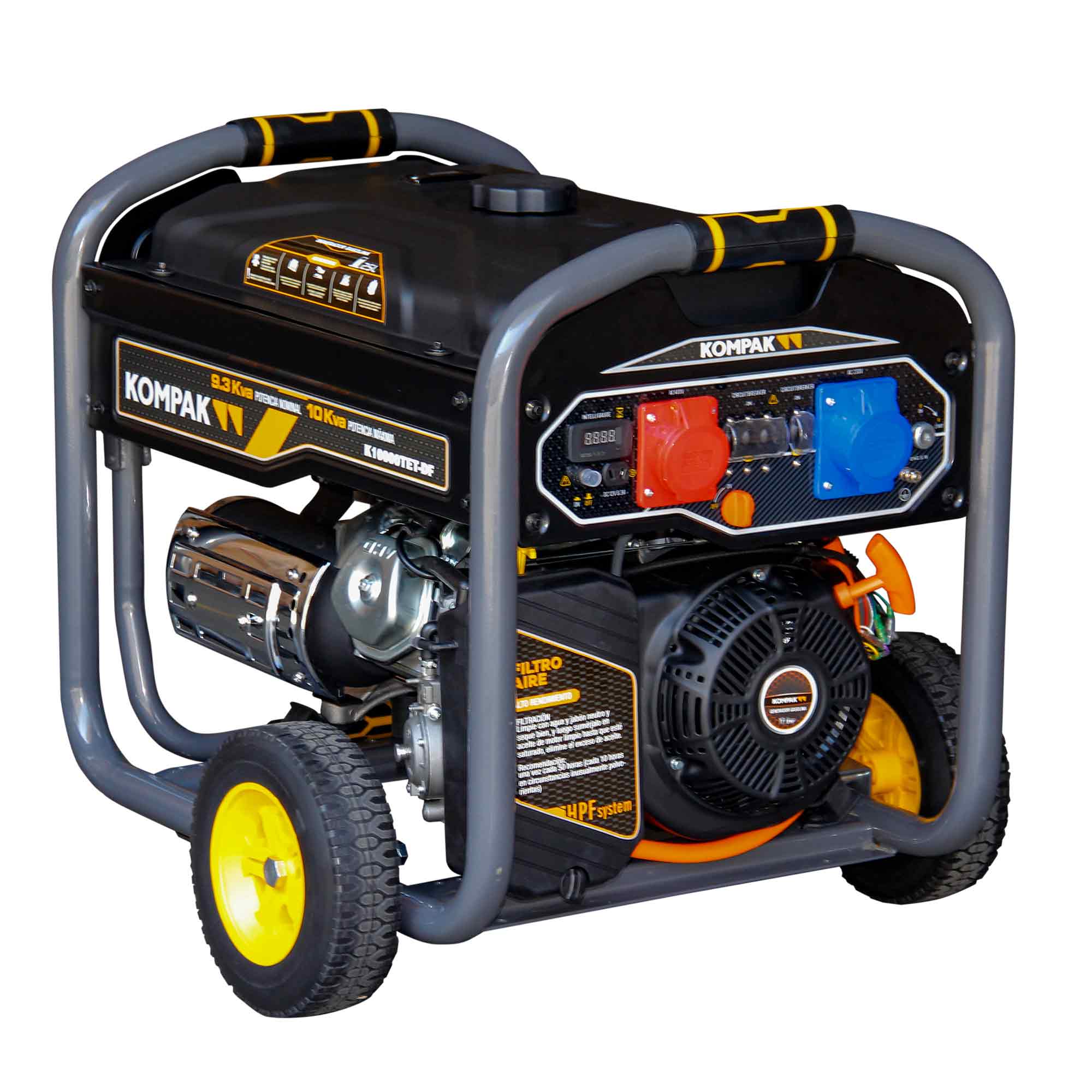 Generador Monofásico/Trifásico Gasolina 4T 9,4 kVA / 6,75 kW K10000ETE-T Negro-5