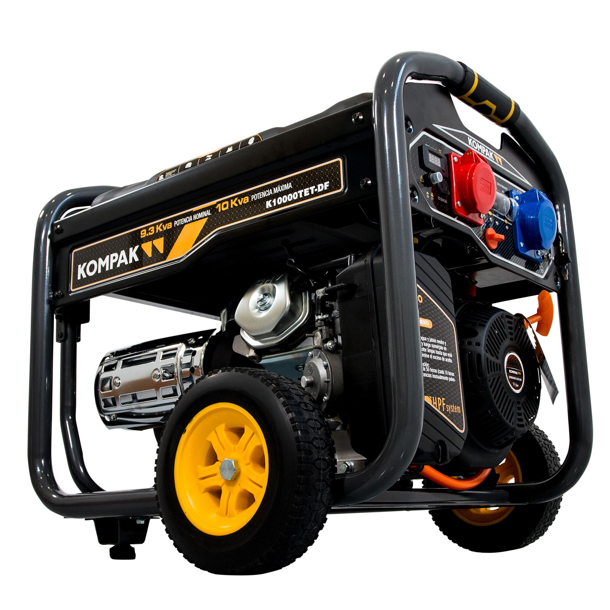 Generador Monofásico/Trifásico Gasolina 4T 9,4 kVA / 6,75 kW K10000ETE-T Negro-7