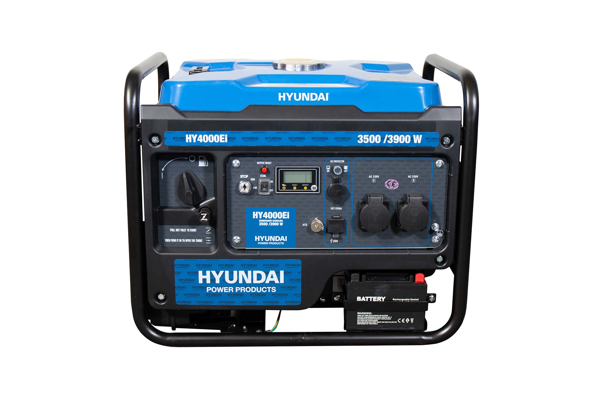 Generador Inverter Monofásico Abierto Gasolina 4T 3,5 kW HY4000Ei Azul / Negro-2