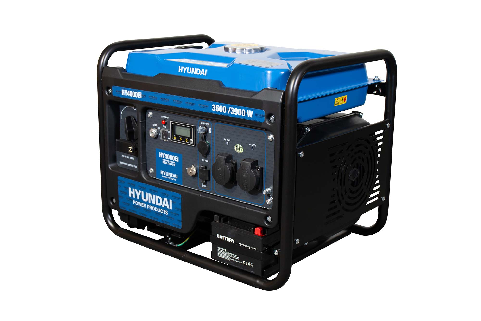 Generador Inverter Monofásico Abierto Gasolina 4T 3,5 kW HY4000Ei Azul / Negro-3