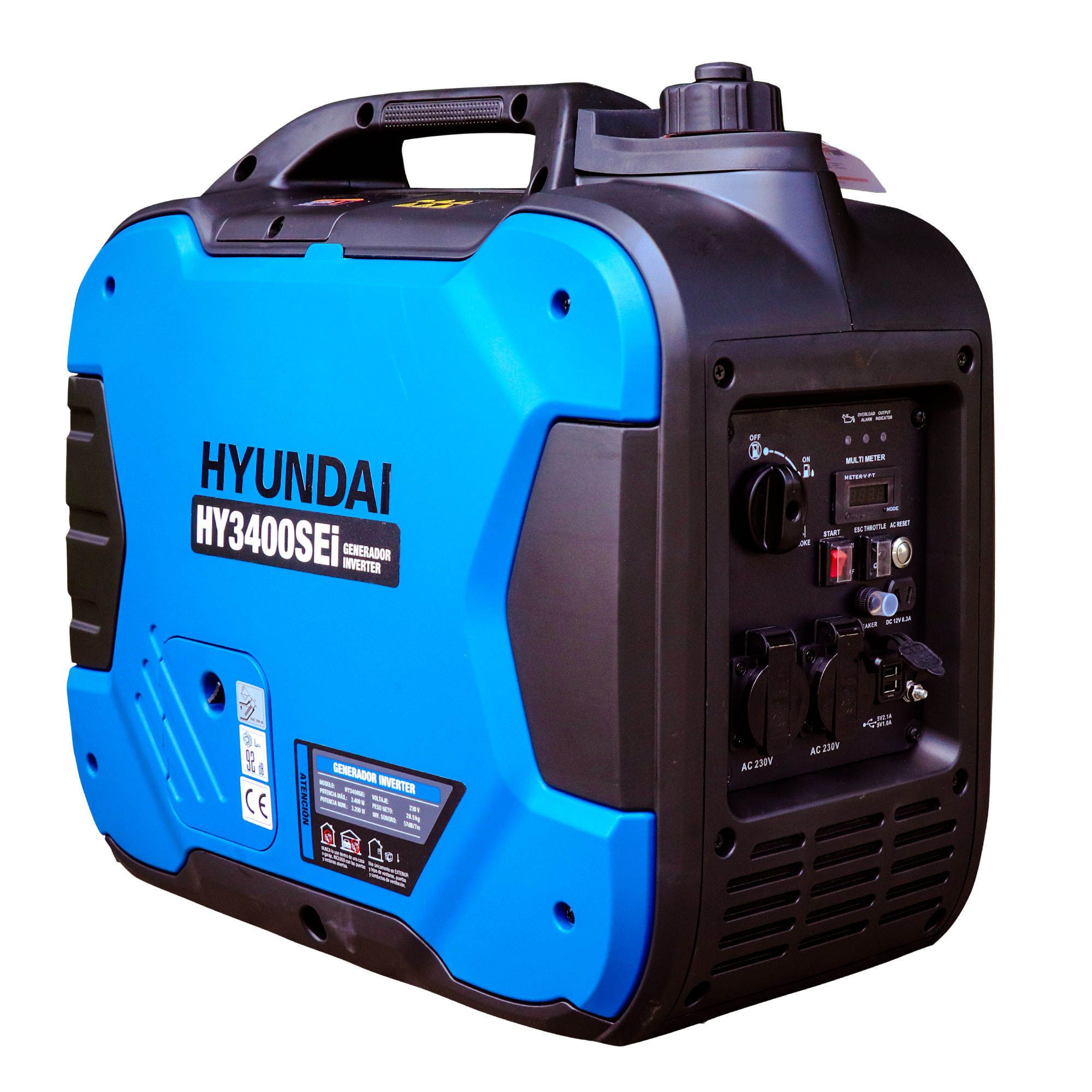 Generador Inverter Monofásico Gasolina 4T 3,2 kW HY3400SEI Azul / Negro-4