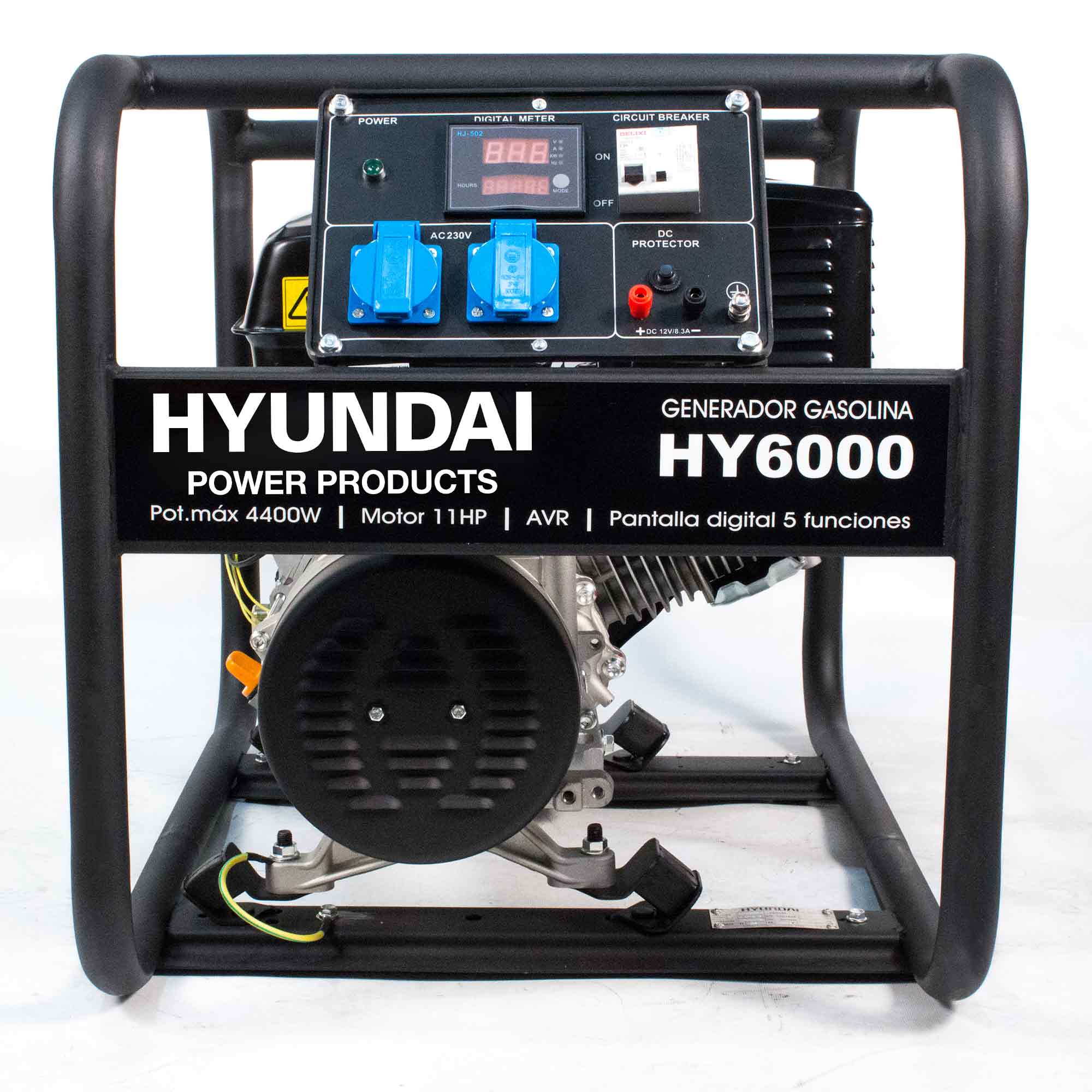 Generador Monofásico Abierto Gasolina 4T 4 kW HY6000 Negro / Gris-5