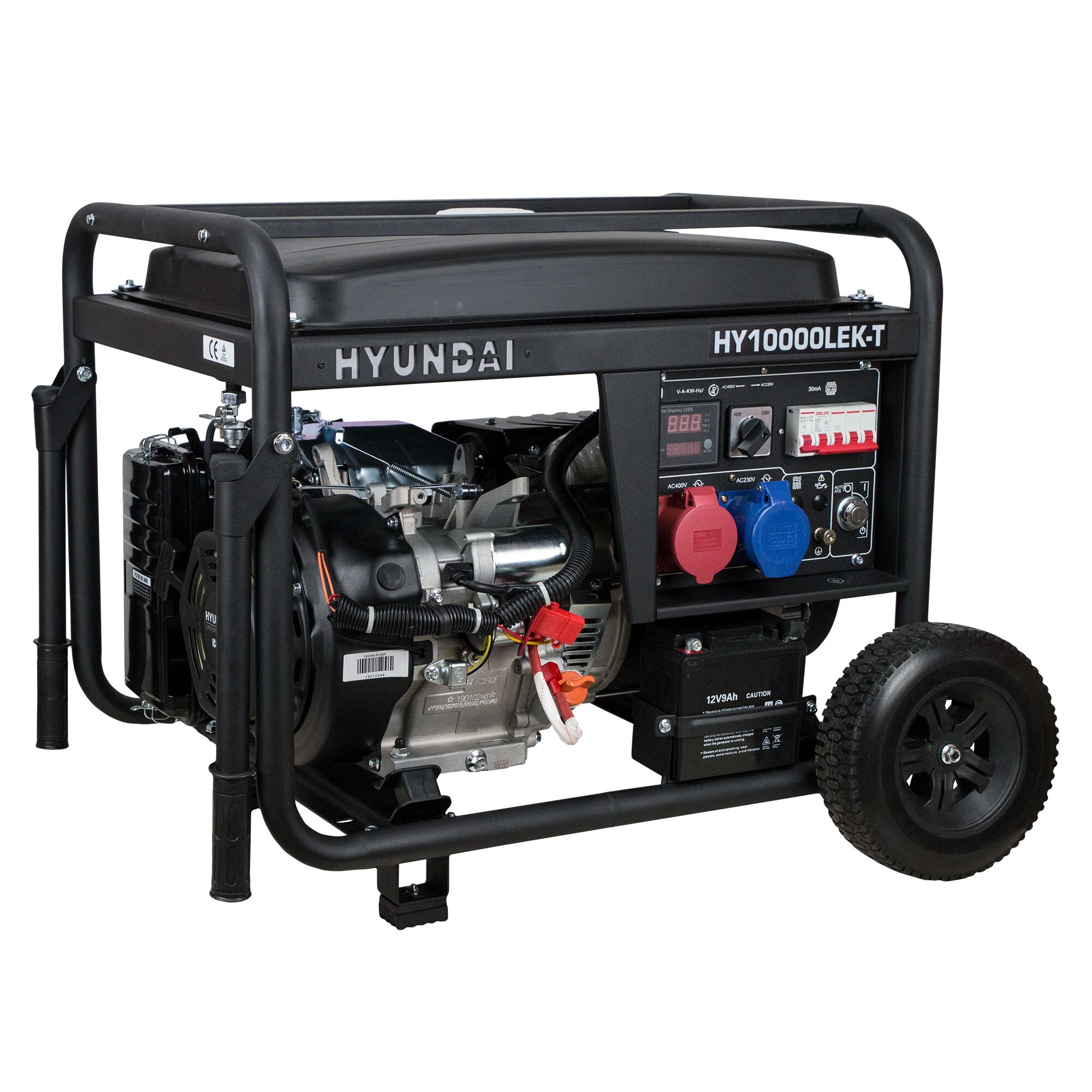 Generador Trifásico/Monofásico Abierto Gasolina 4T 8,8 kVA / 7 kW HY10000LEK-T Negro-1