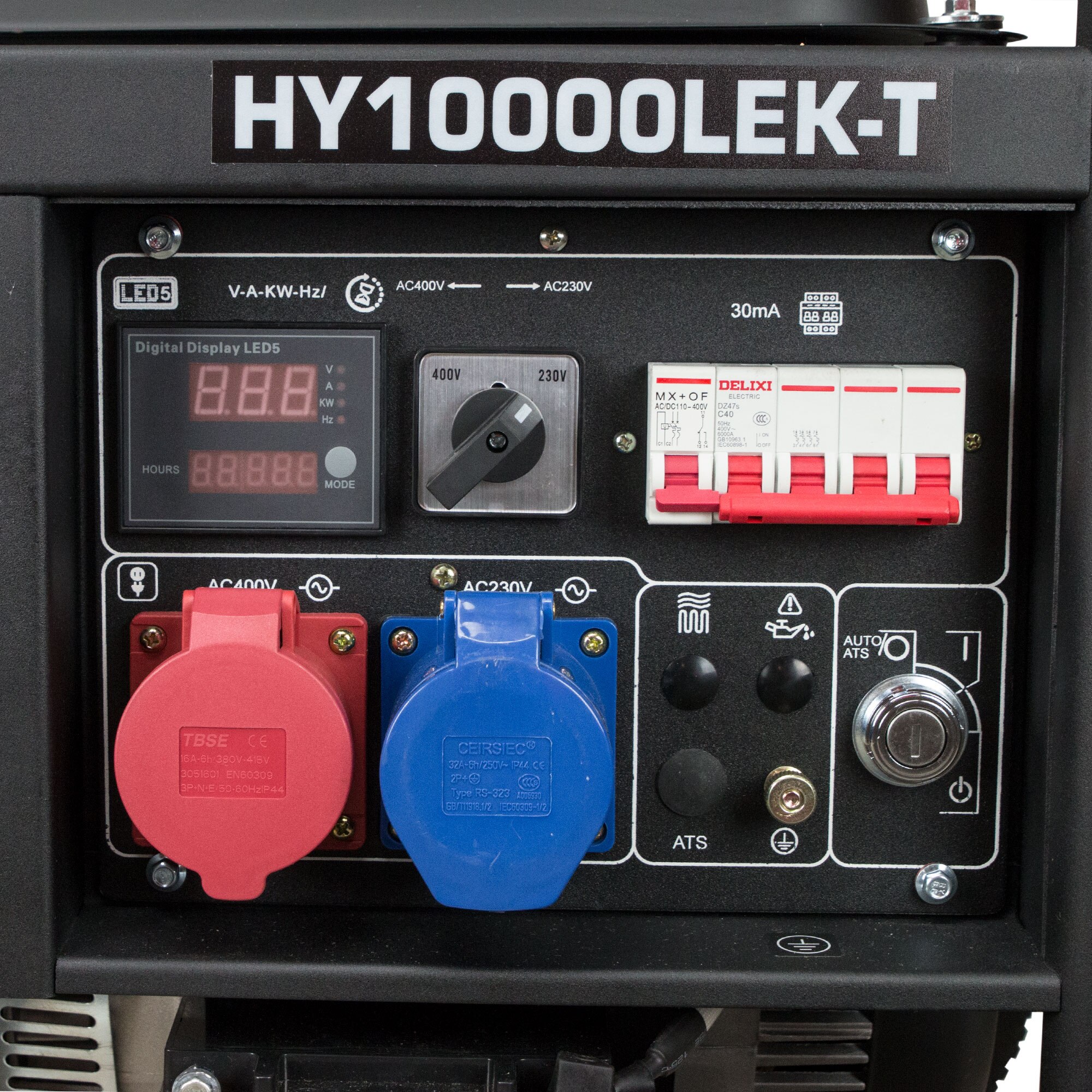 Generador Trifásico/Monofásico Abierto Gasolina 4T 8,8 kVA / 7 kW HY10000LEK-T Negro-4