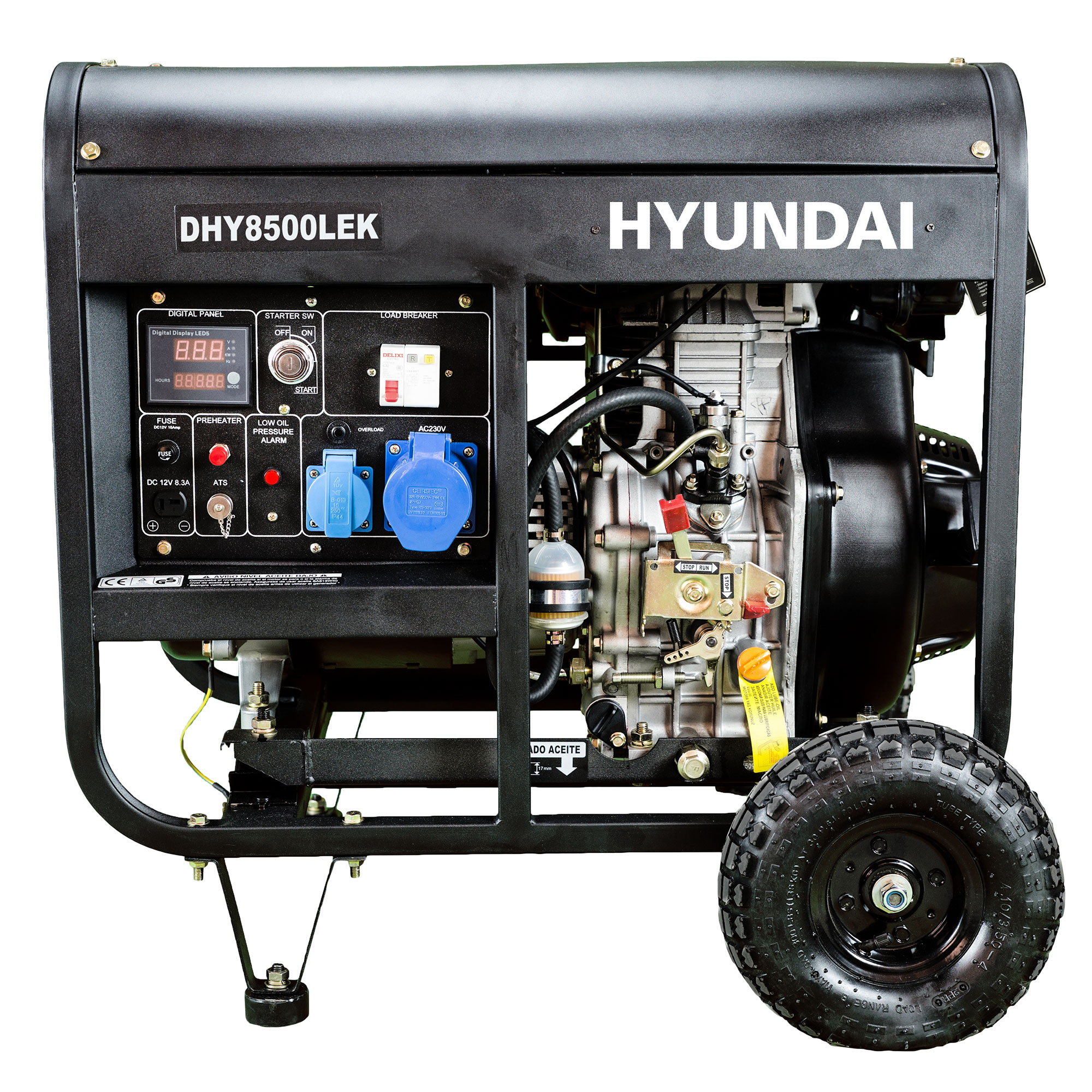 Generador Monofásico Abierto Diésel 4T 6 kW DHY8500LEK Negro-2