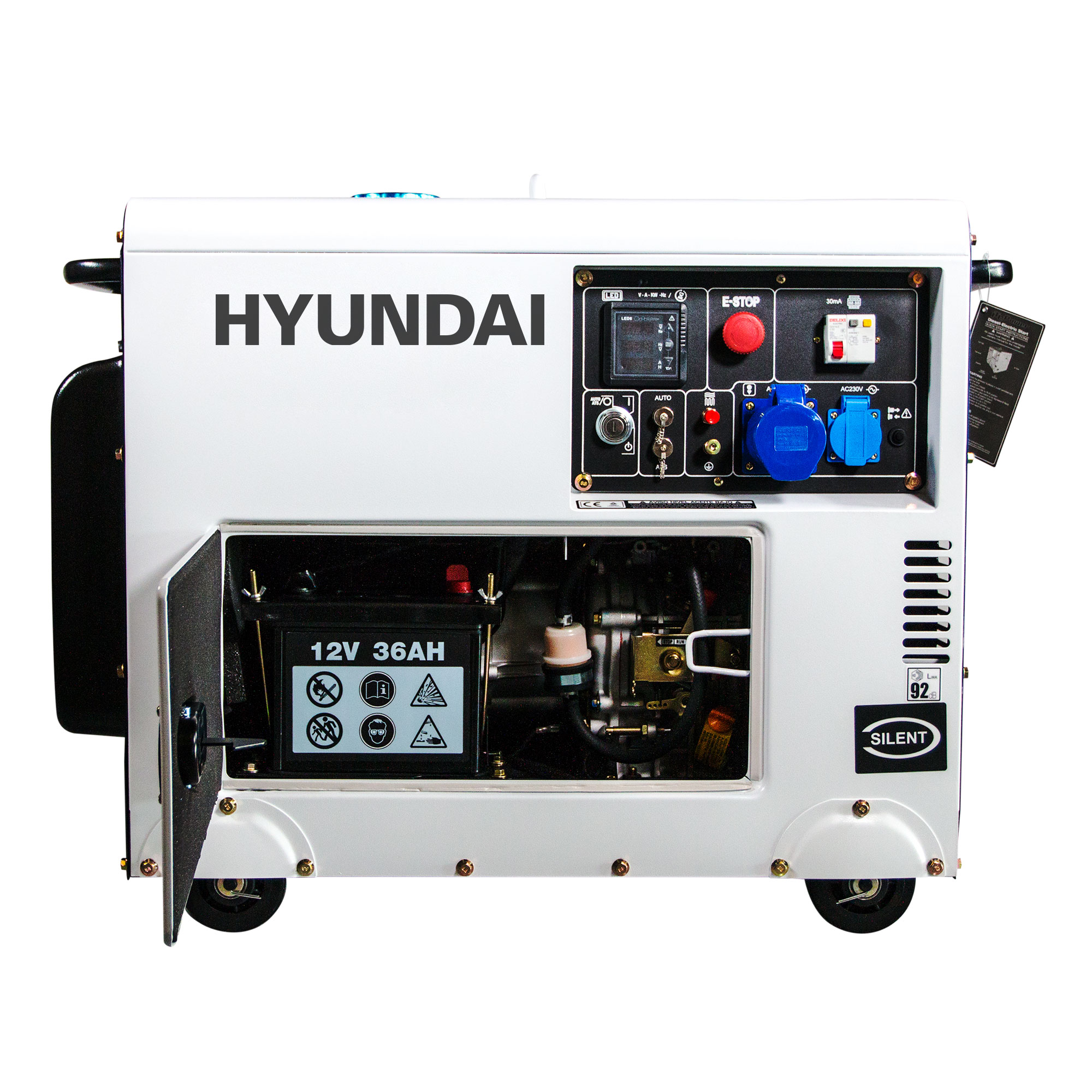 Generador Monofásico Insonorizado Motor Diésel 4T 5 kW DHY6000SE Blanco-2