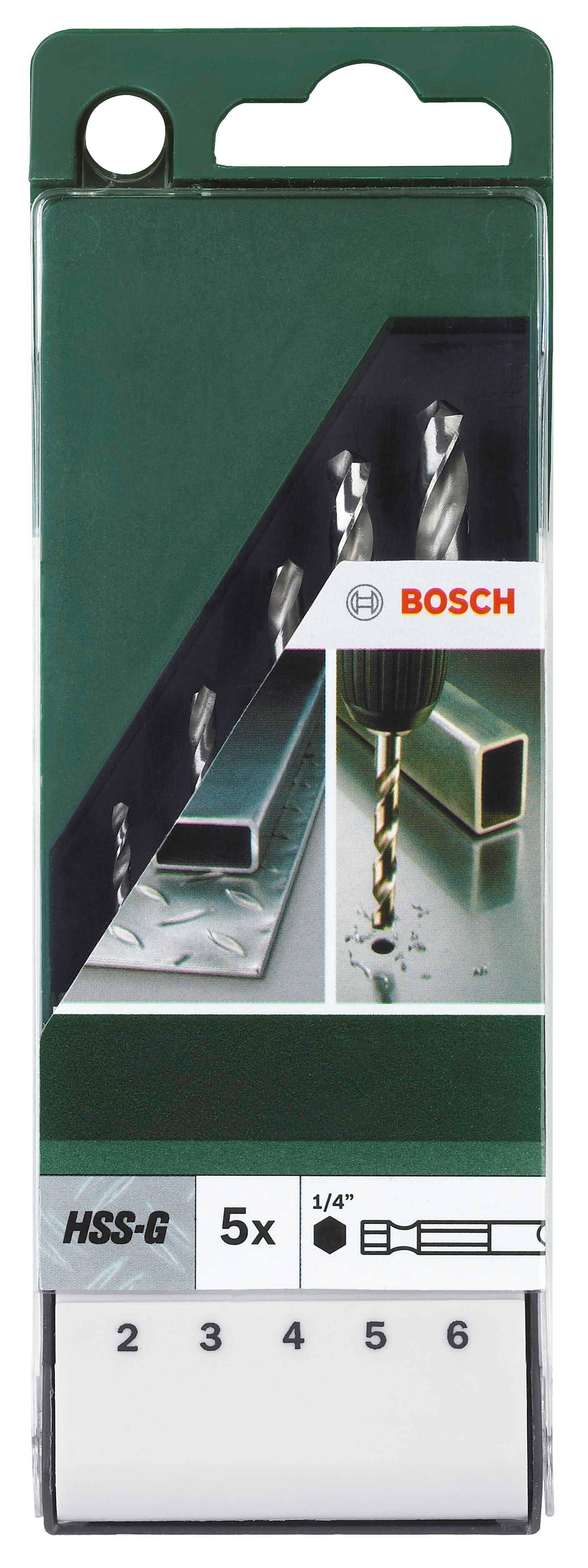 Bosch – Set 5 Brocas para Metal HSS-G con Vástago Hexagonal.