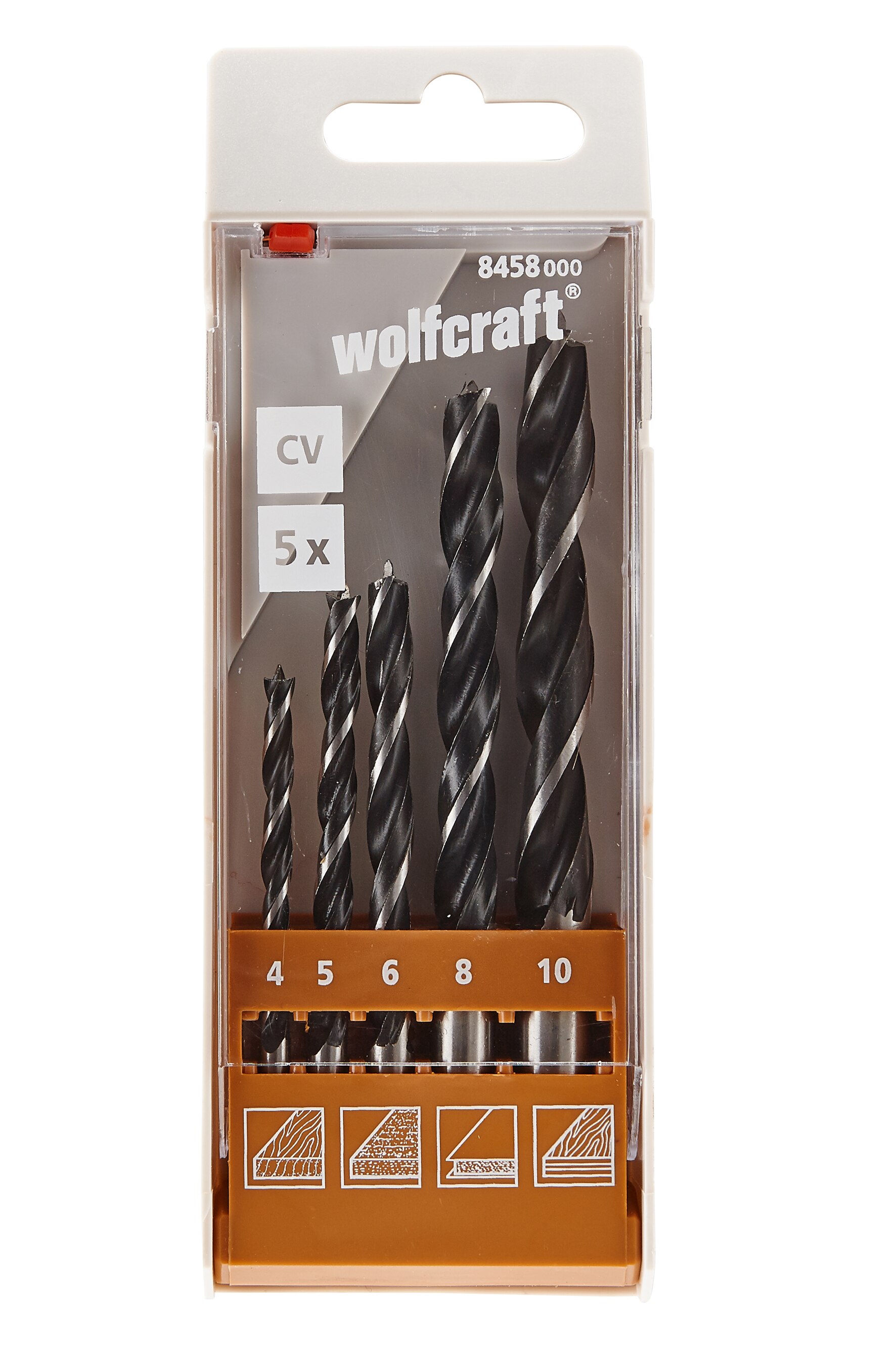 Wolfcraft – Set de Brocas de Acero al Cromo Vanadio para Madera – 5 Uds.