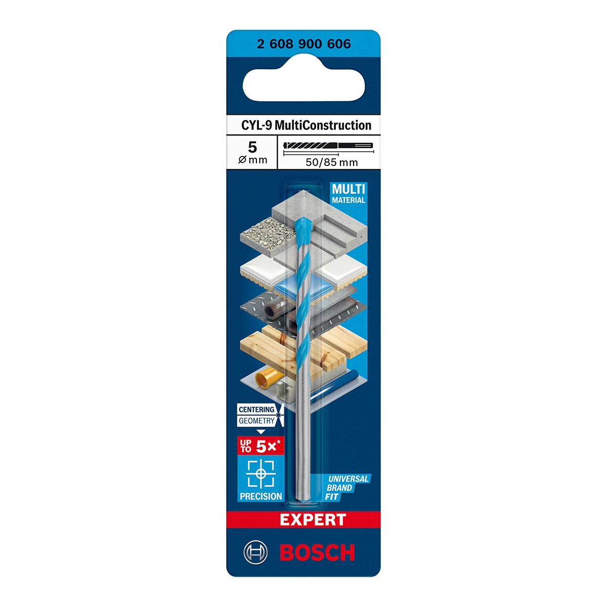 Broca Multi Construcción Expert CYL-9 Ø 5 mm Acero / Azul-2