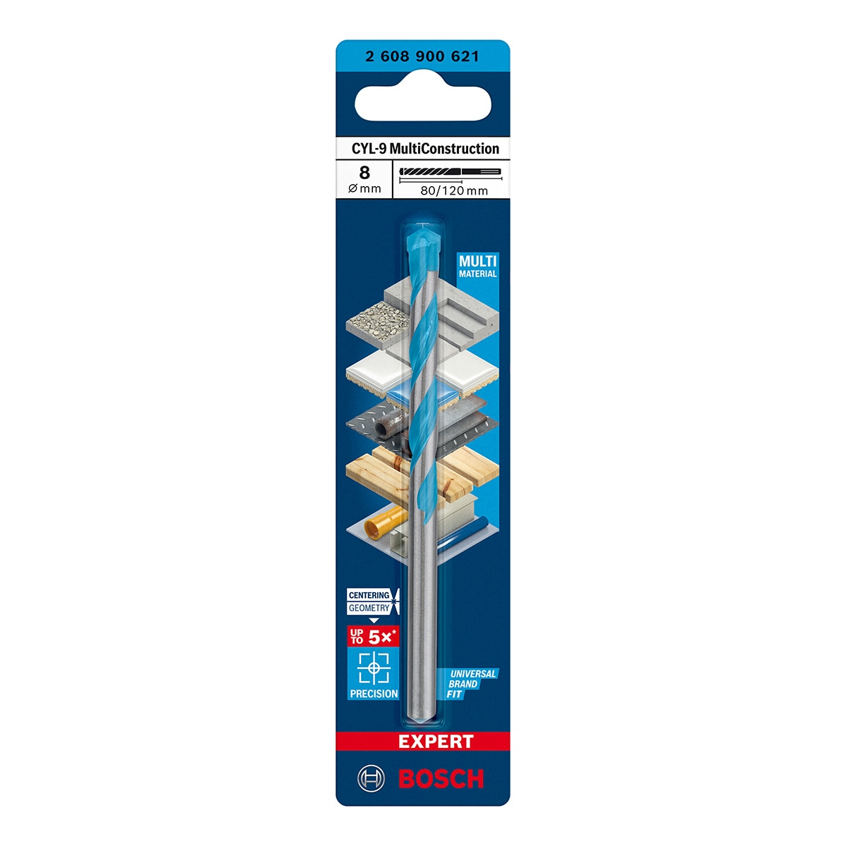 Broca Multi Construcción Expert CYL-9 Ø 8 mm Acero / Azul-2