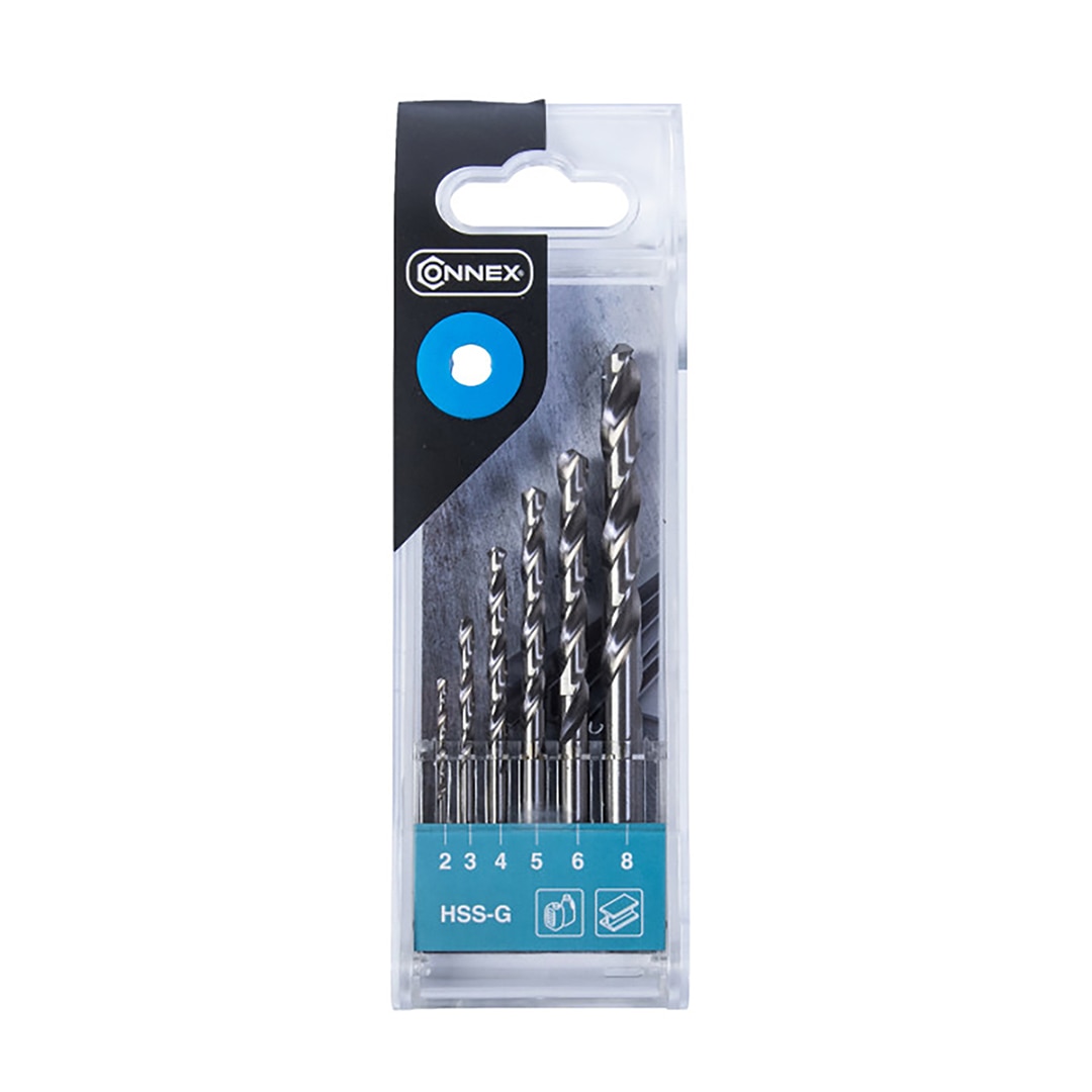 Conjunto de Brocas Helicoidais HSS 2-8 mm, 6 Peças Aço brilho-3
