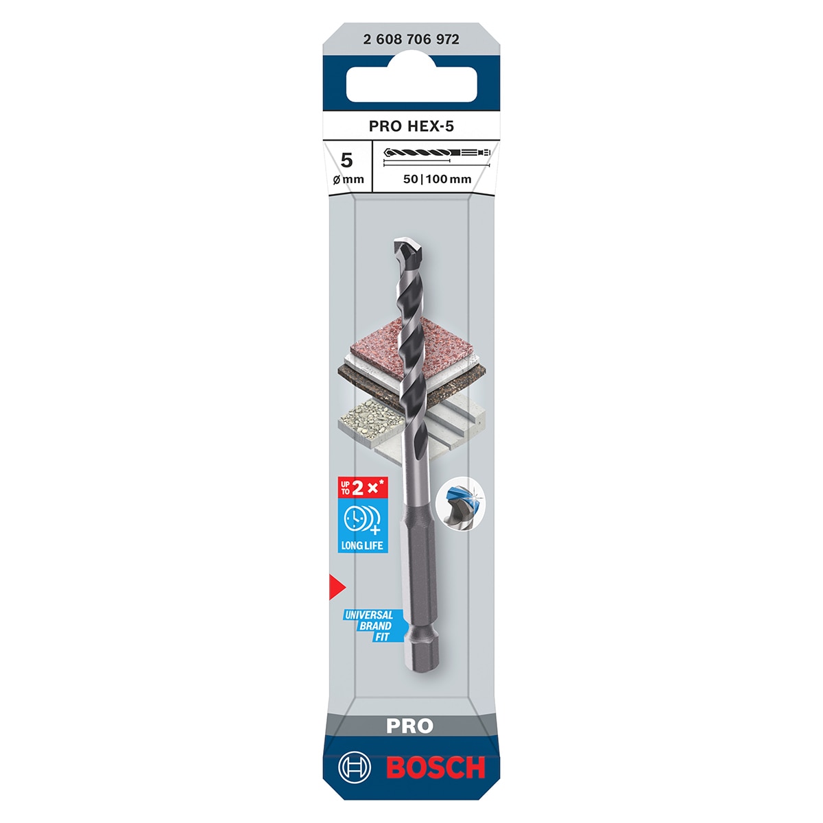 Broca Bosch PRO HEX-5 5x50x100mm Gris-5