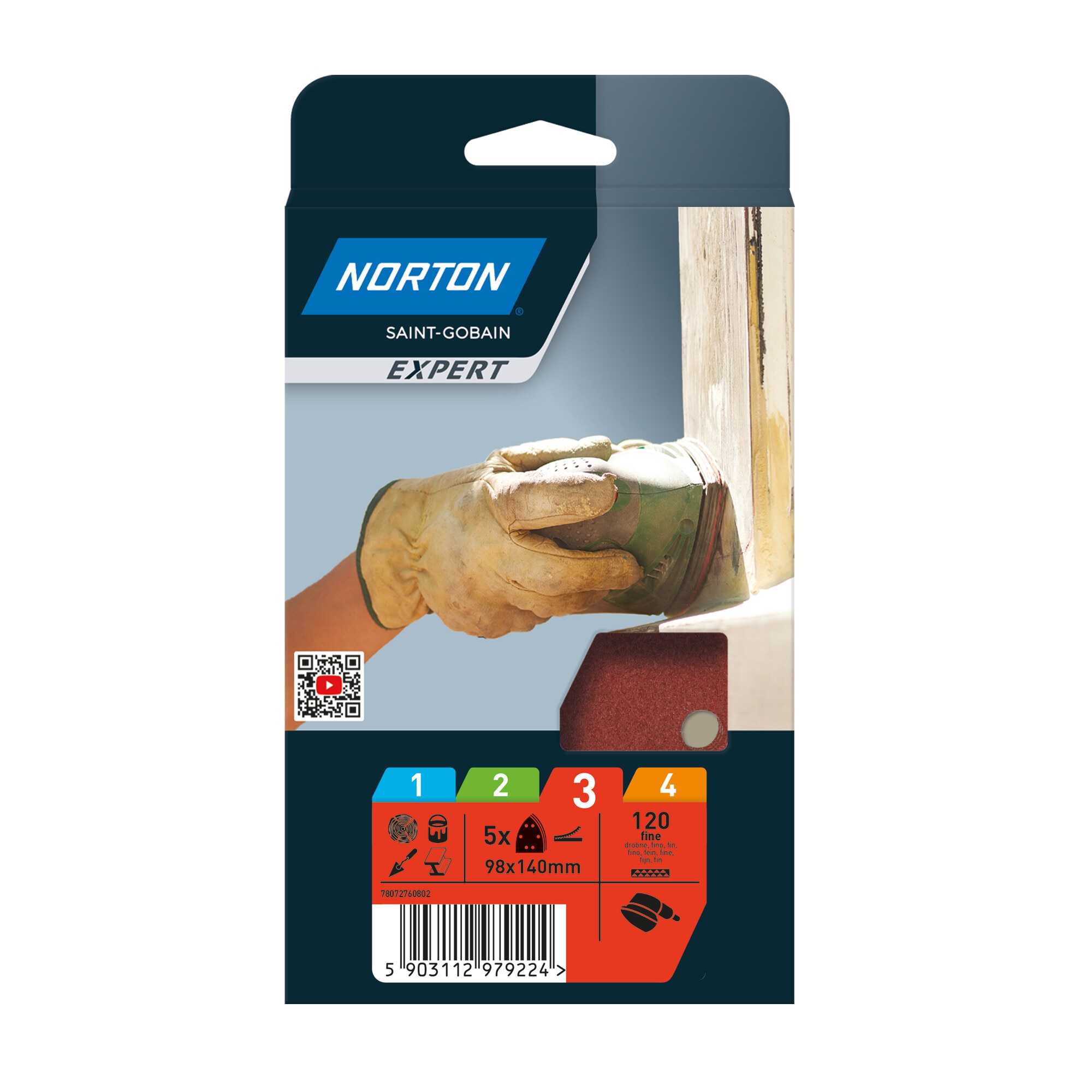 NORTON EXPERT – Hojas de Lija Delta de Papel para acabado 95 x 95 mm.