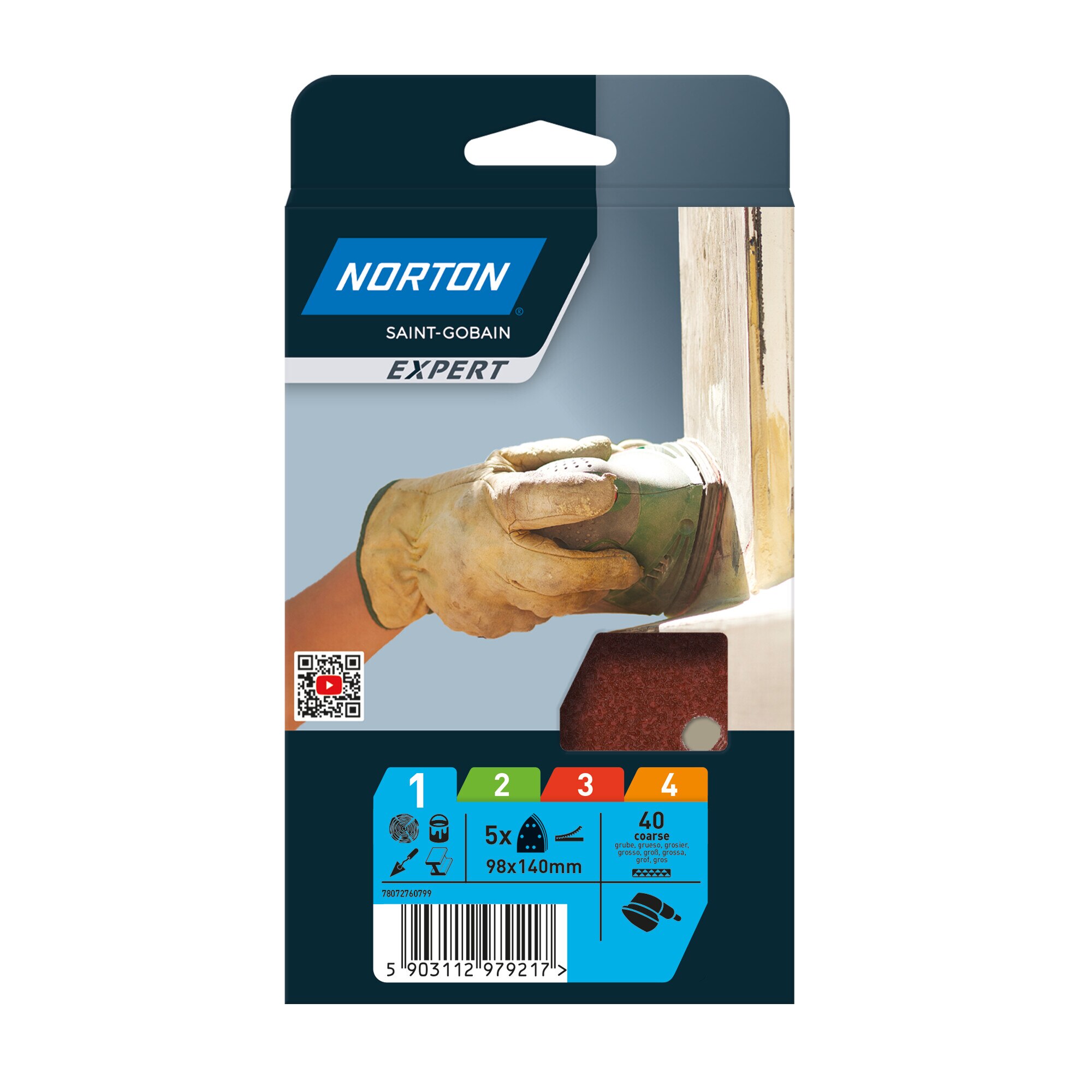 NORTON EXPERT – Hojas de Lija delta de Papel para decapado 98 x 140 mm.