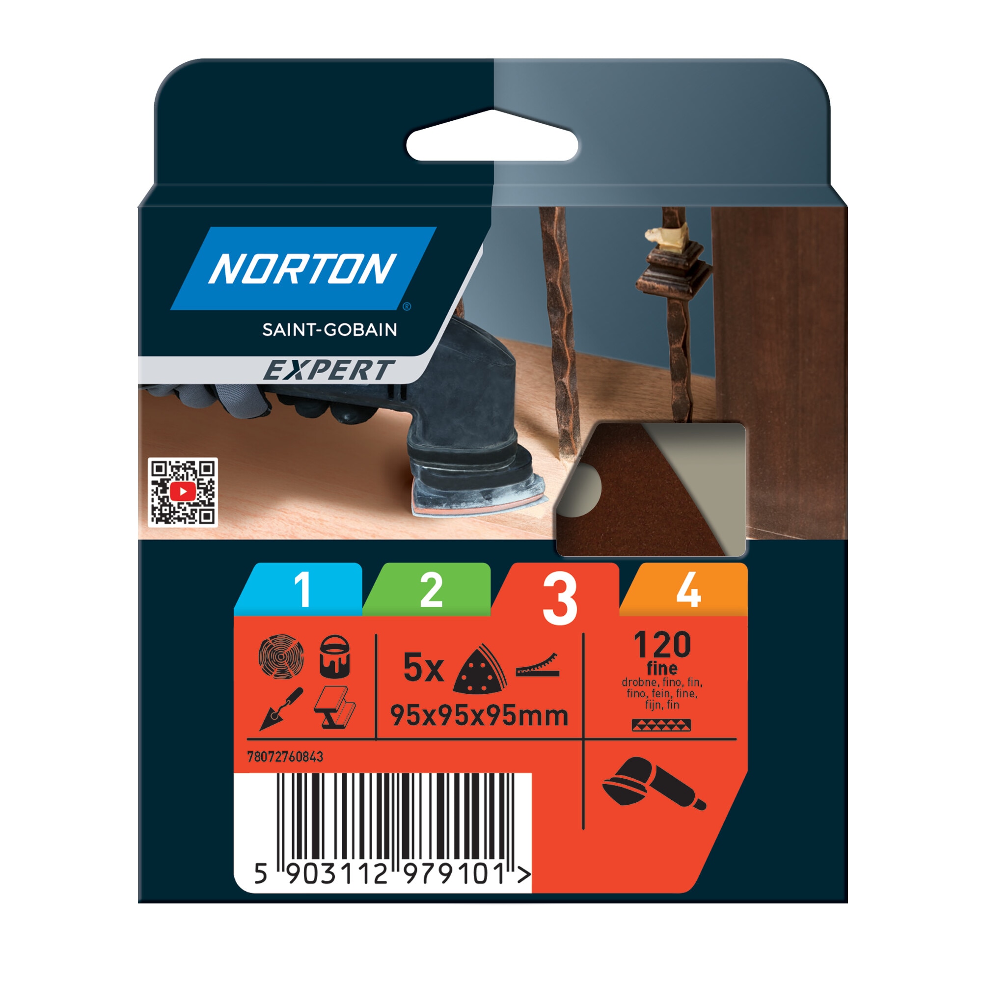 NORTON EXPERT – Hojas de Lija Delta de Papel para acabado 95 x 95 mm.