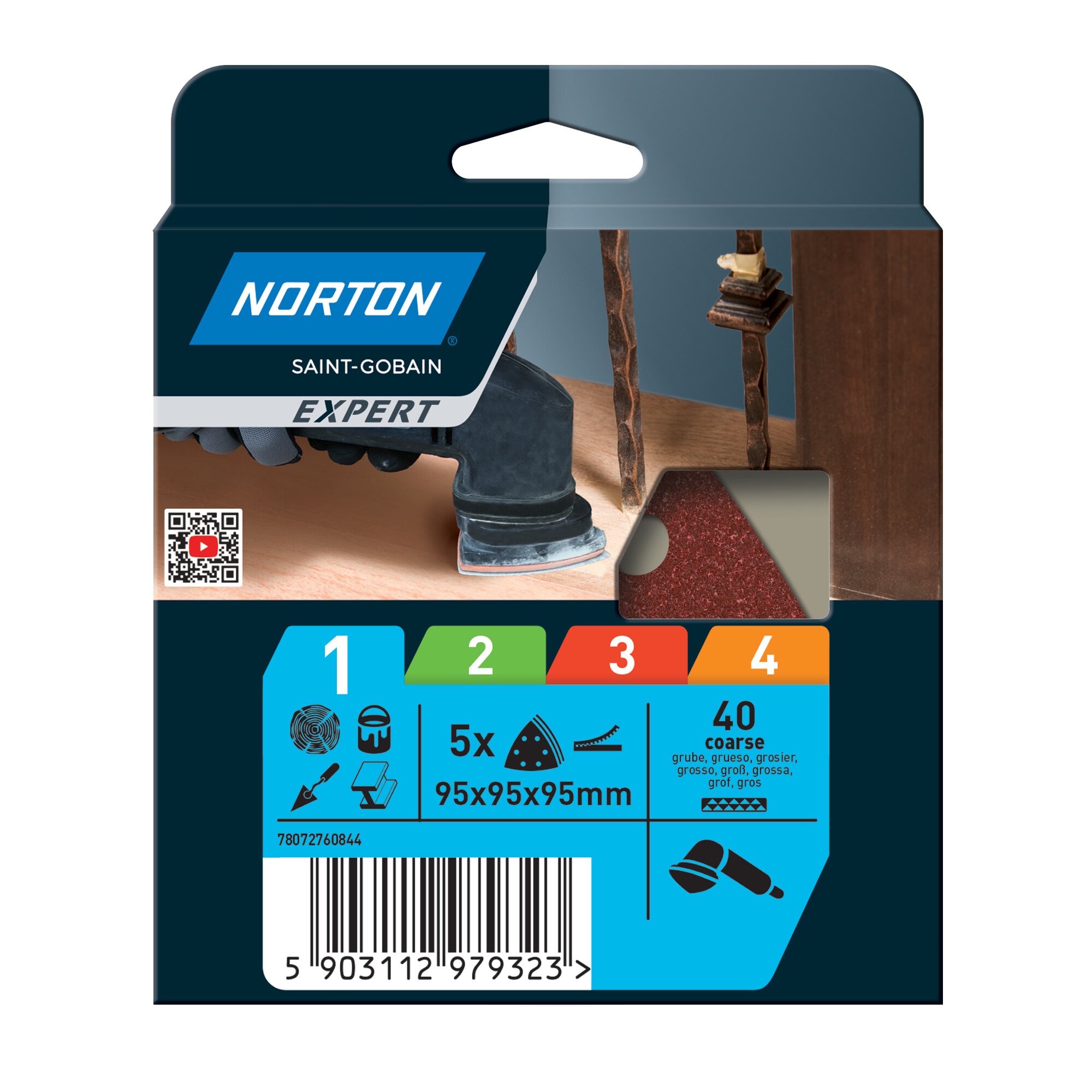 NORTON EXPERT – Hojas de Lija delta de Papel para decapado 95 x 95 mm.