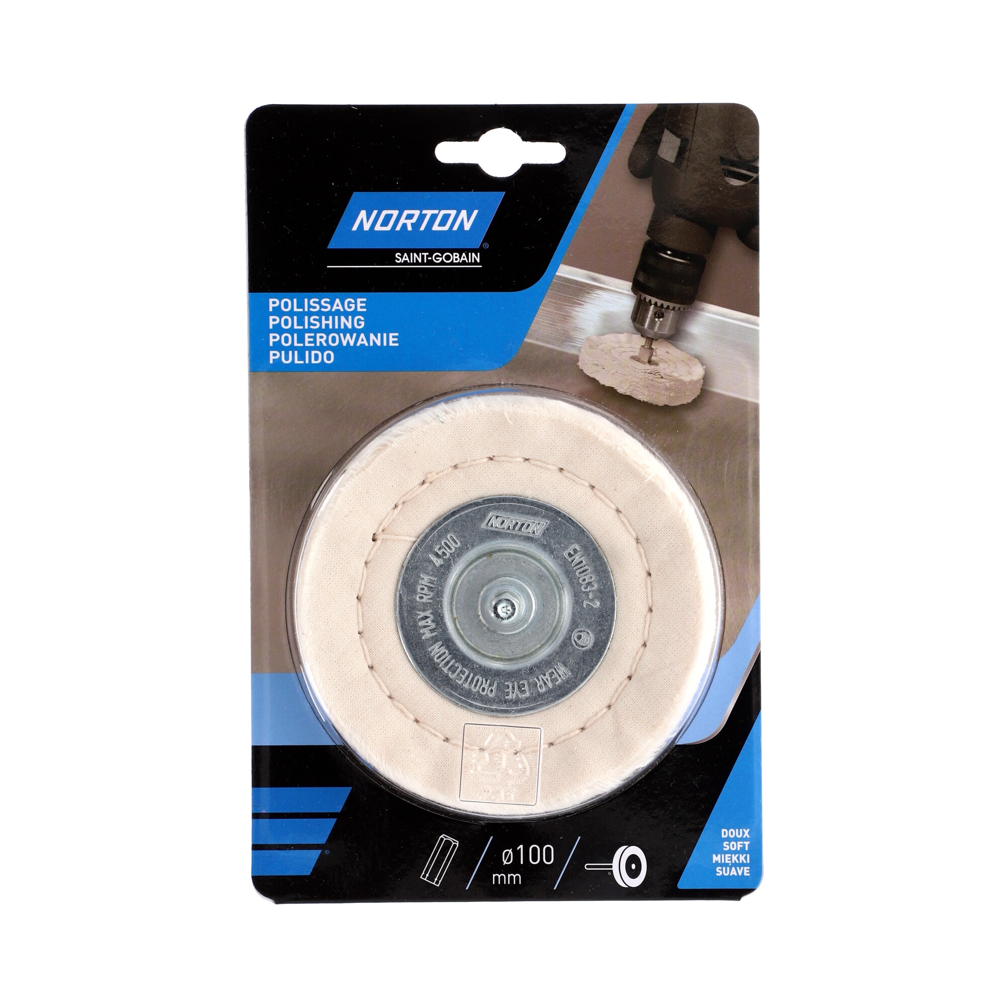 Disco de Algodão para Polimento 100 mm Azul-3