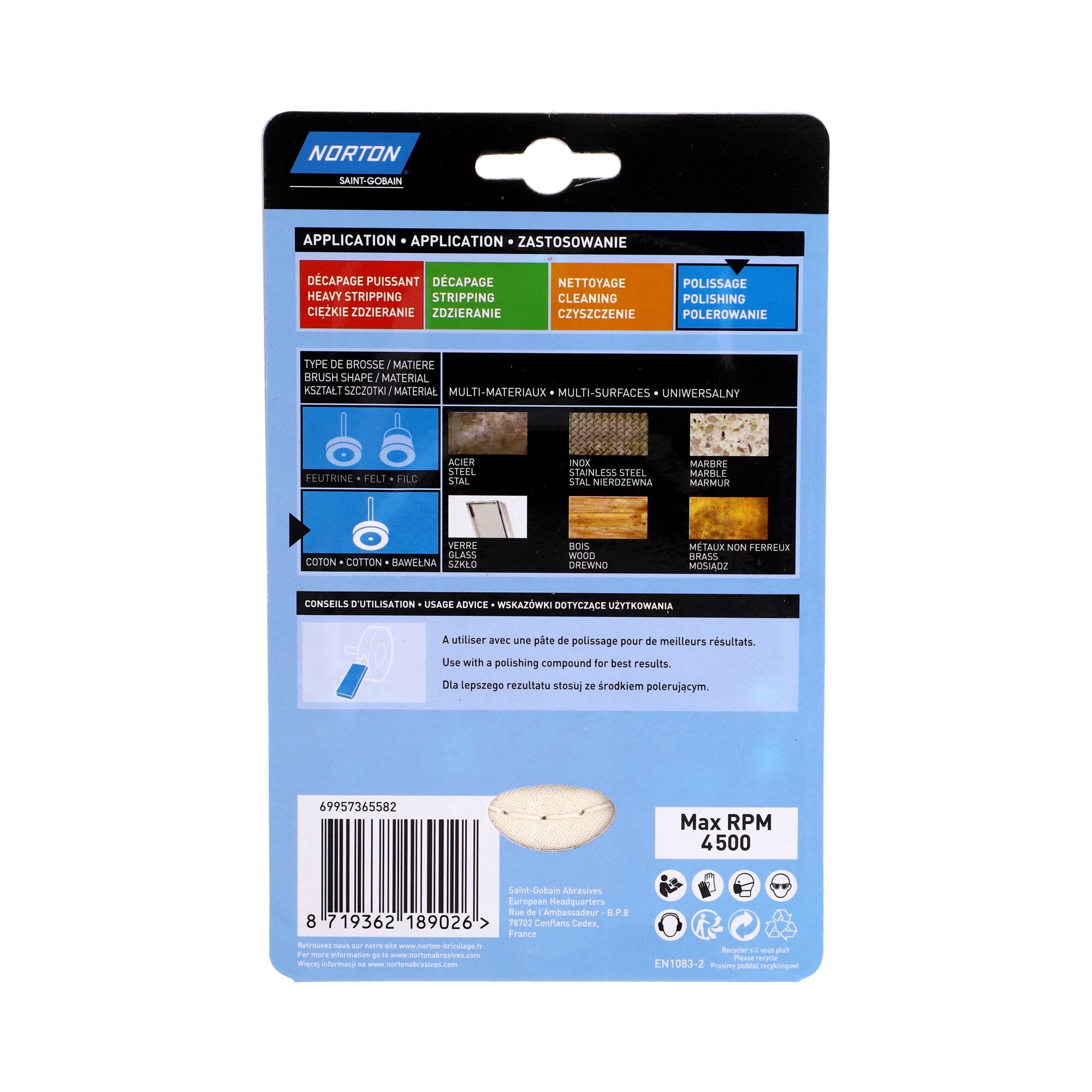 Disco de Algodão para Polimento 100 mm Azul-4