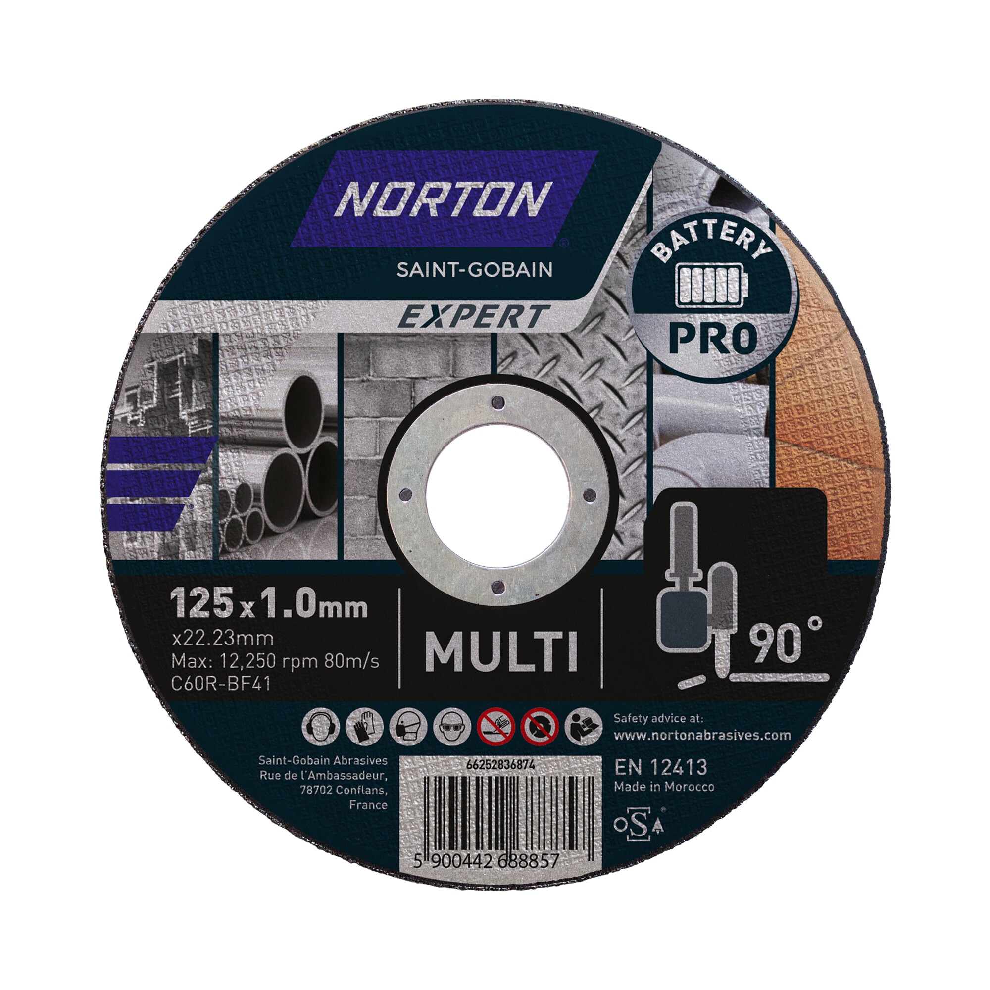 NORTON EXPERT – Discos Pro de Corte para Multimateriales con Amoladoras Angulares a Batería.
