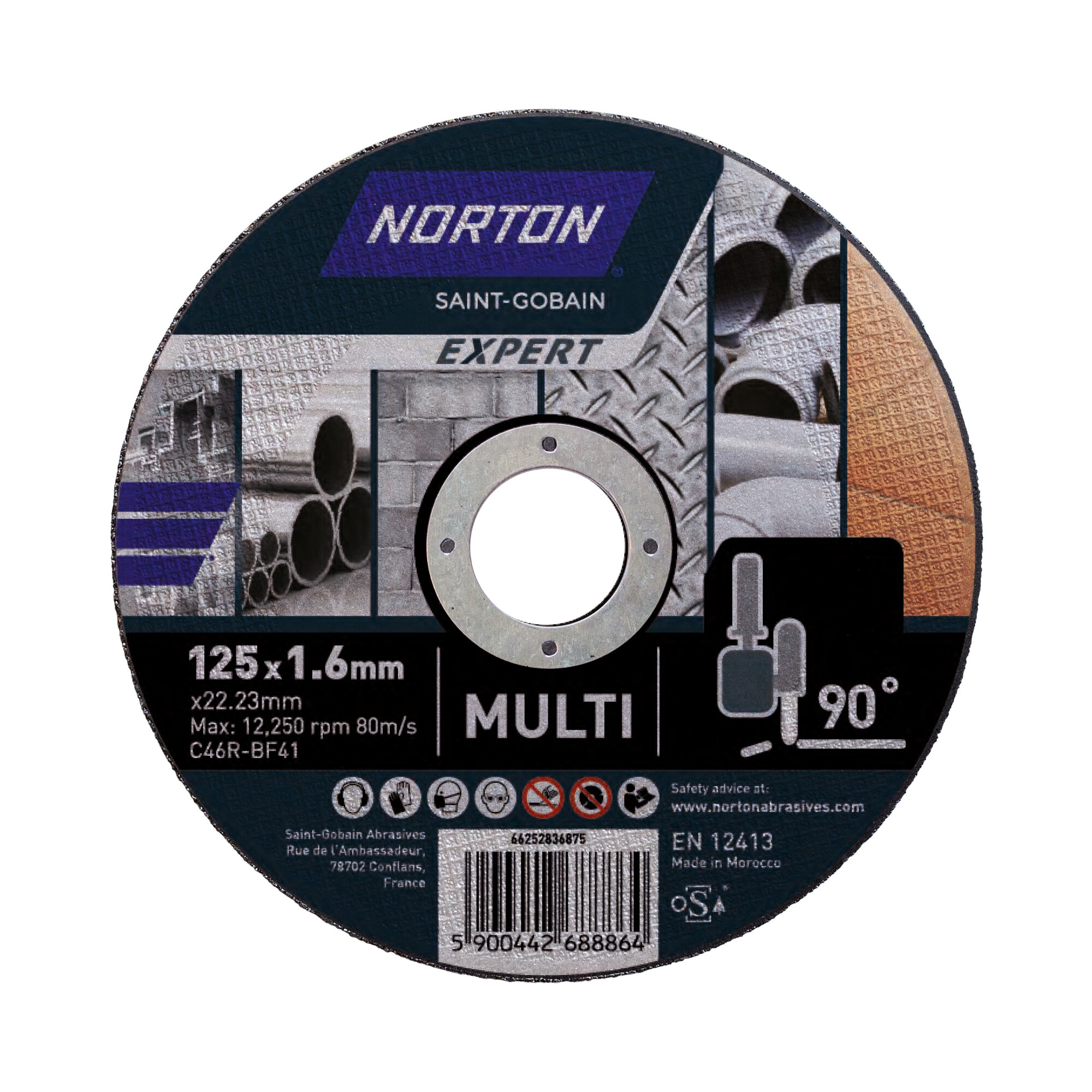 NORTON EXPERT – Discos de Corte para Multimateriales 125 x 1,6 mm.