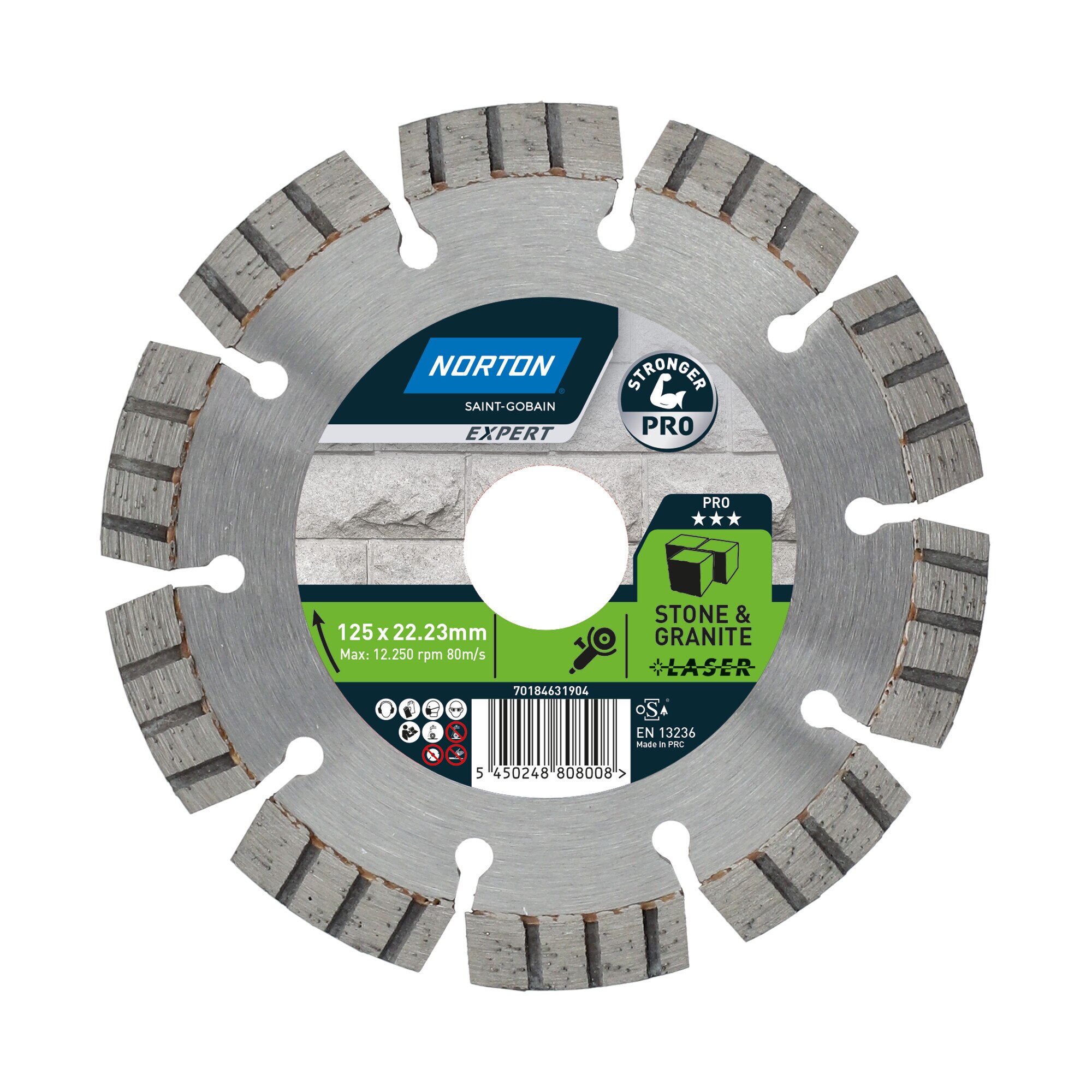 NORTON EXPERT PRO – Discos Pro Resistente para Piedra y Granito (Turbo Láser) 125 mm.