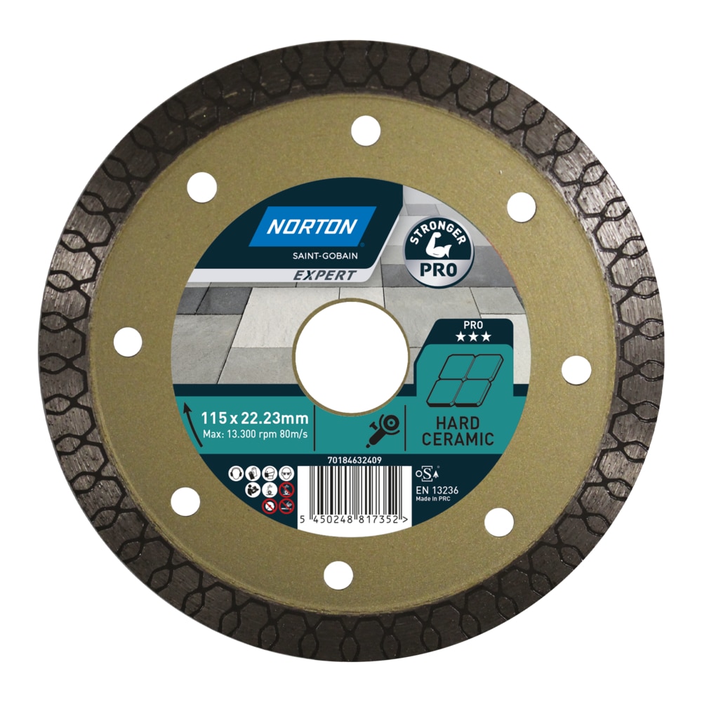 Imagen 0 de Disco de diamante TURBO para azulejos y gres 115 × 22,23, con banda continua de 10 mm
