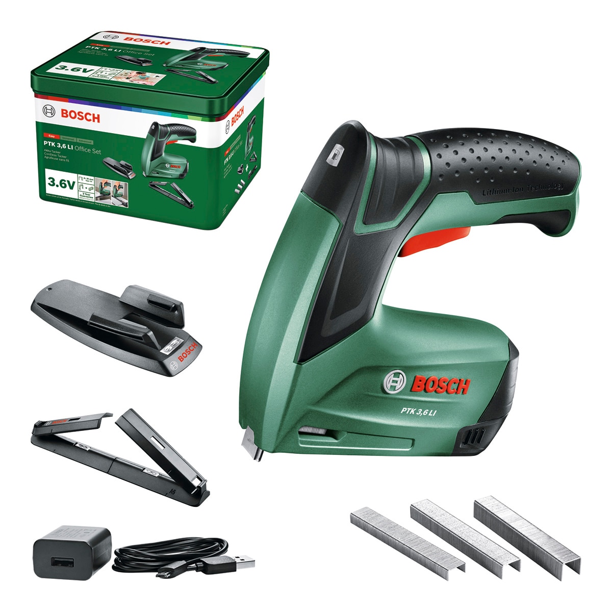 Bosch – Grapadora a Batería PTK 3,6 LI Office Set.