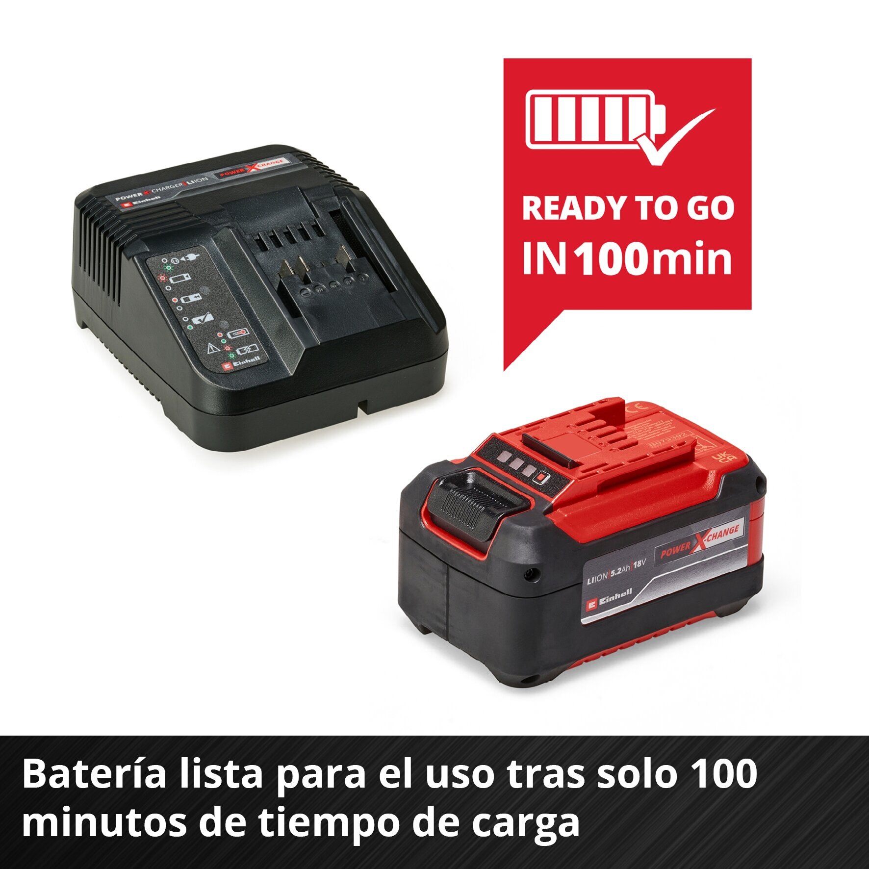 Kit: Cargador Power-X 18V + Barería repuesto 5,2 Ah Rojo-3