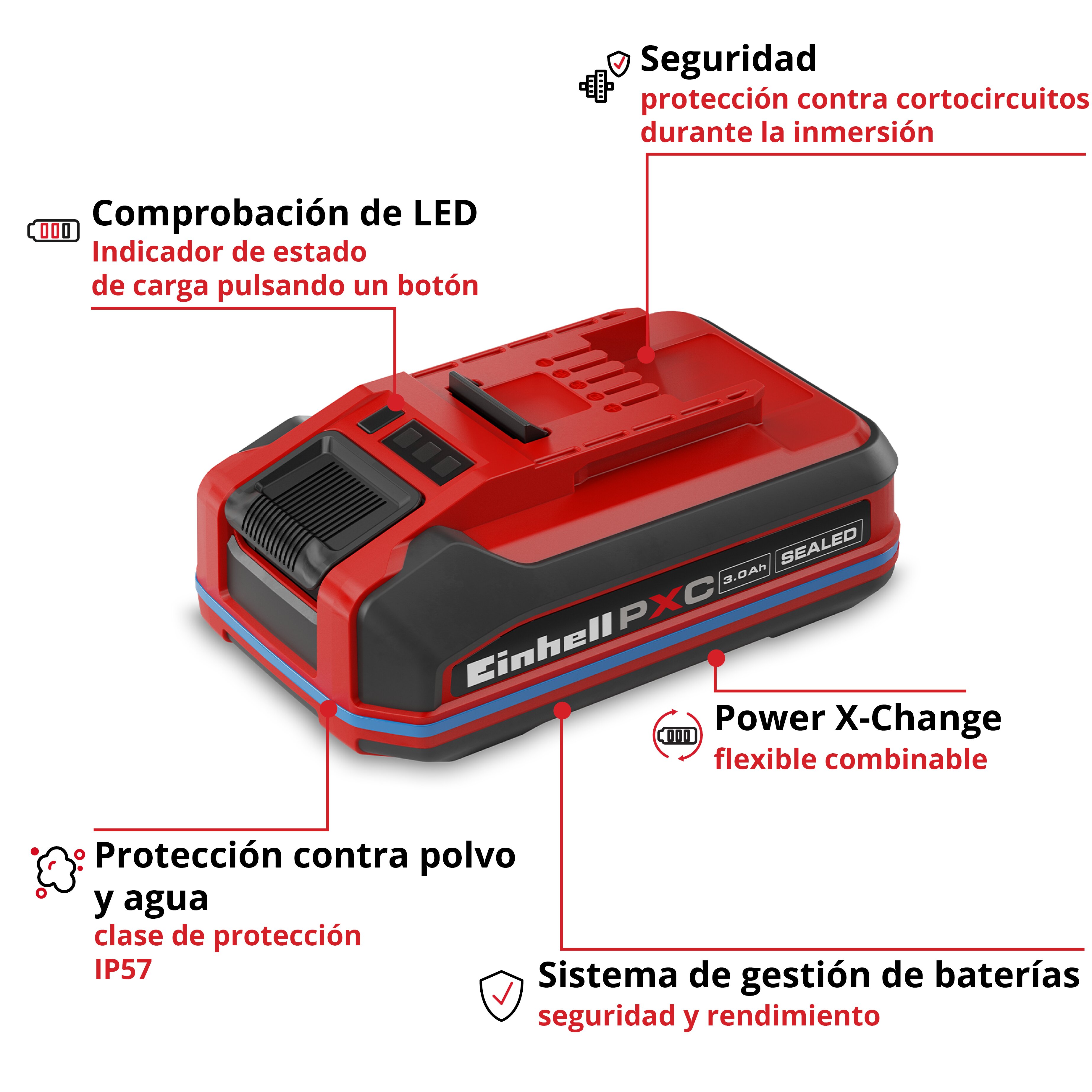 Batería 18V 3,0Ah Sealed PXC Plus 2, Battery Rojo-2