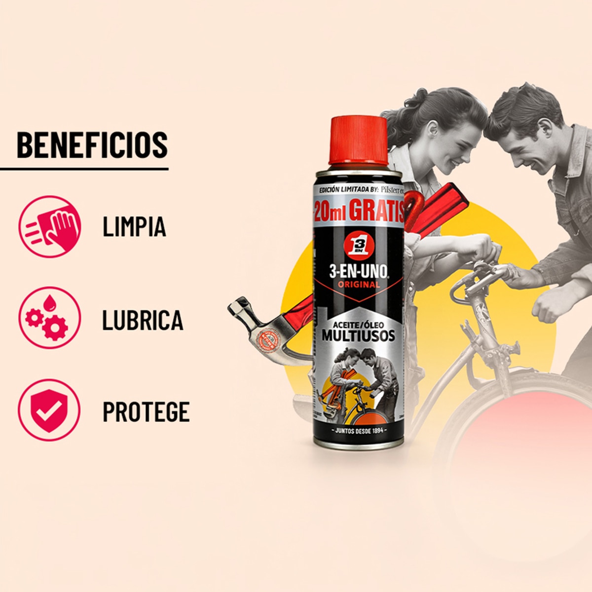 Lubricante Multiusos 3-EN-UNO Original Edición Especial by Pils Ferrer 200+20ml Gratis Blanco-3