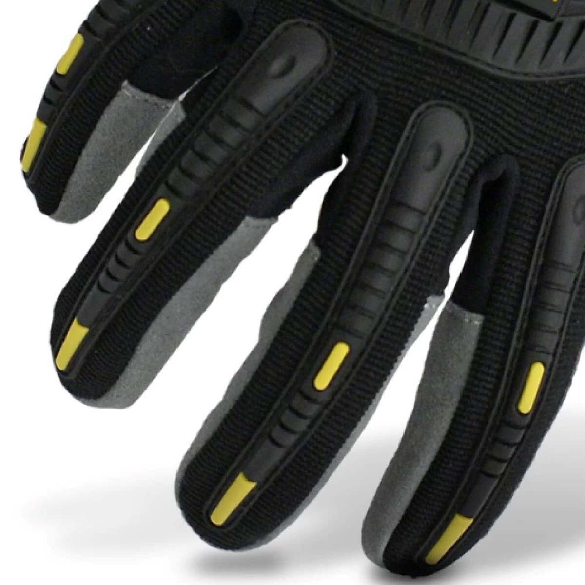 Guantes Impacto Piel sintética y Silicona Gris-4