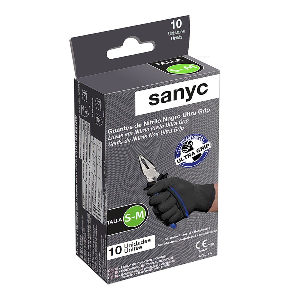 Sanyc – Guantes de nitrilo negro ultragrip.
